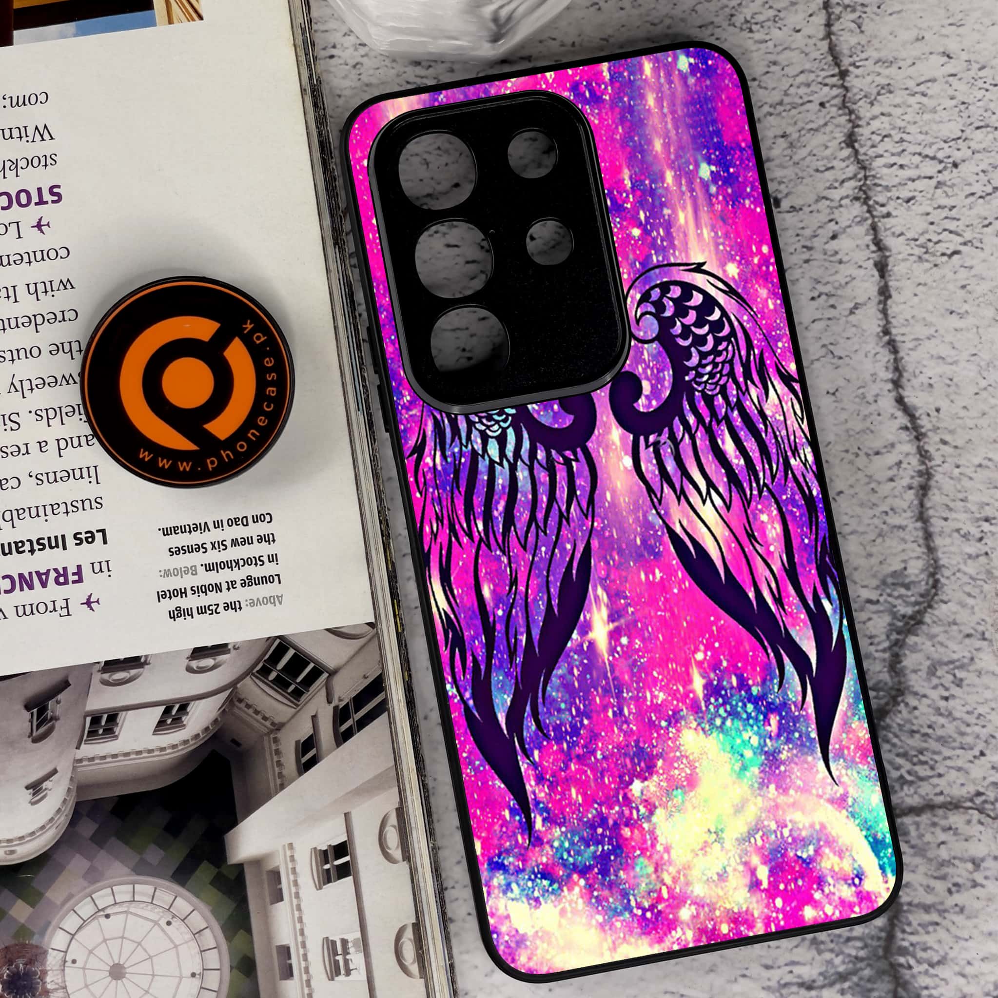 Vivo Y29 4G - Angel Wings Series - Premium Metal Printed soft Bumper Shock Proof Case