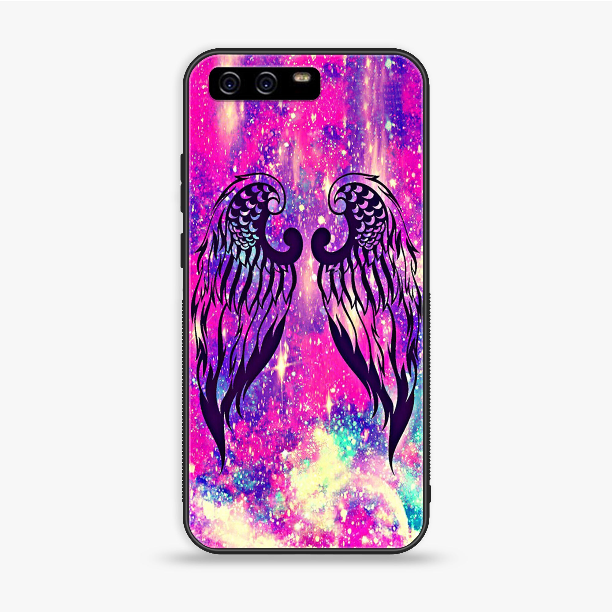 Huawei P10 Plus - Angel Wings Series - Premium Printed Glass soft Bumper shock Proof Case