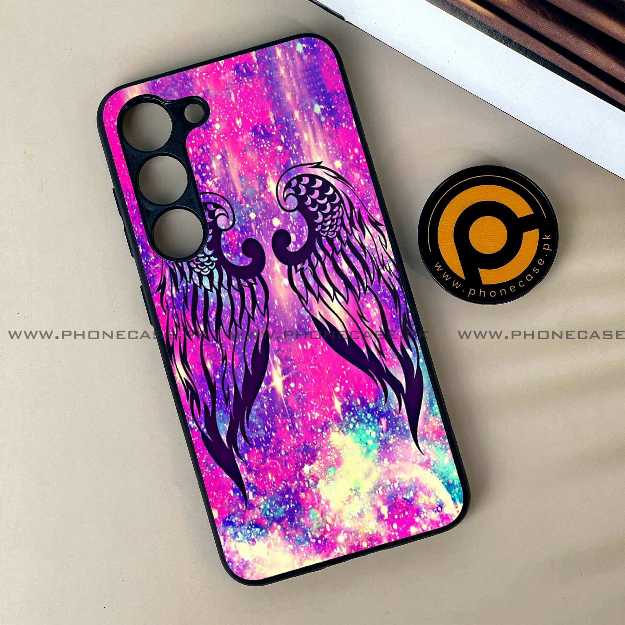 Samsung Galaxy S23 - Angel Wings Series - Premium Printed Glass soft Bumper shock Proof Case