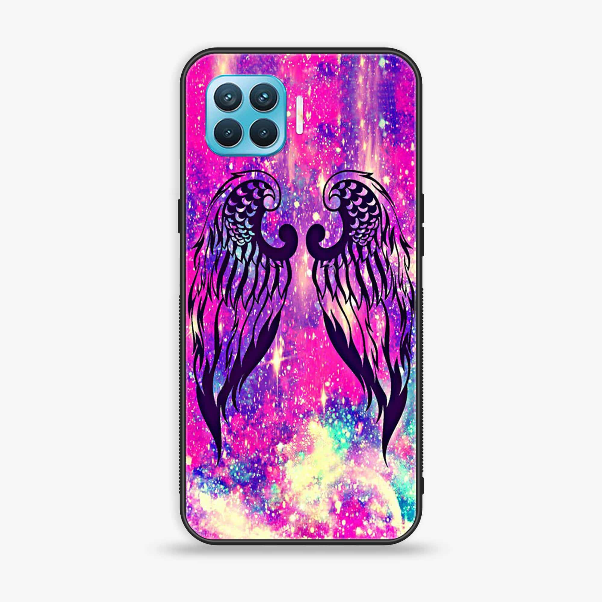 Oppo F17 - Angel Wings Series - Premium Printed Glass soft Bumper shock Proof Case