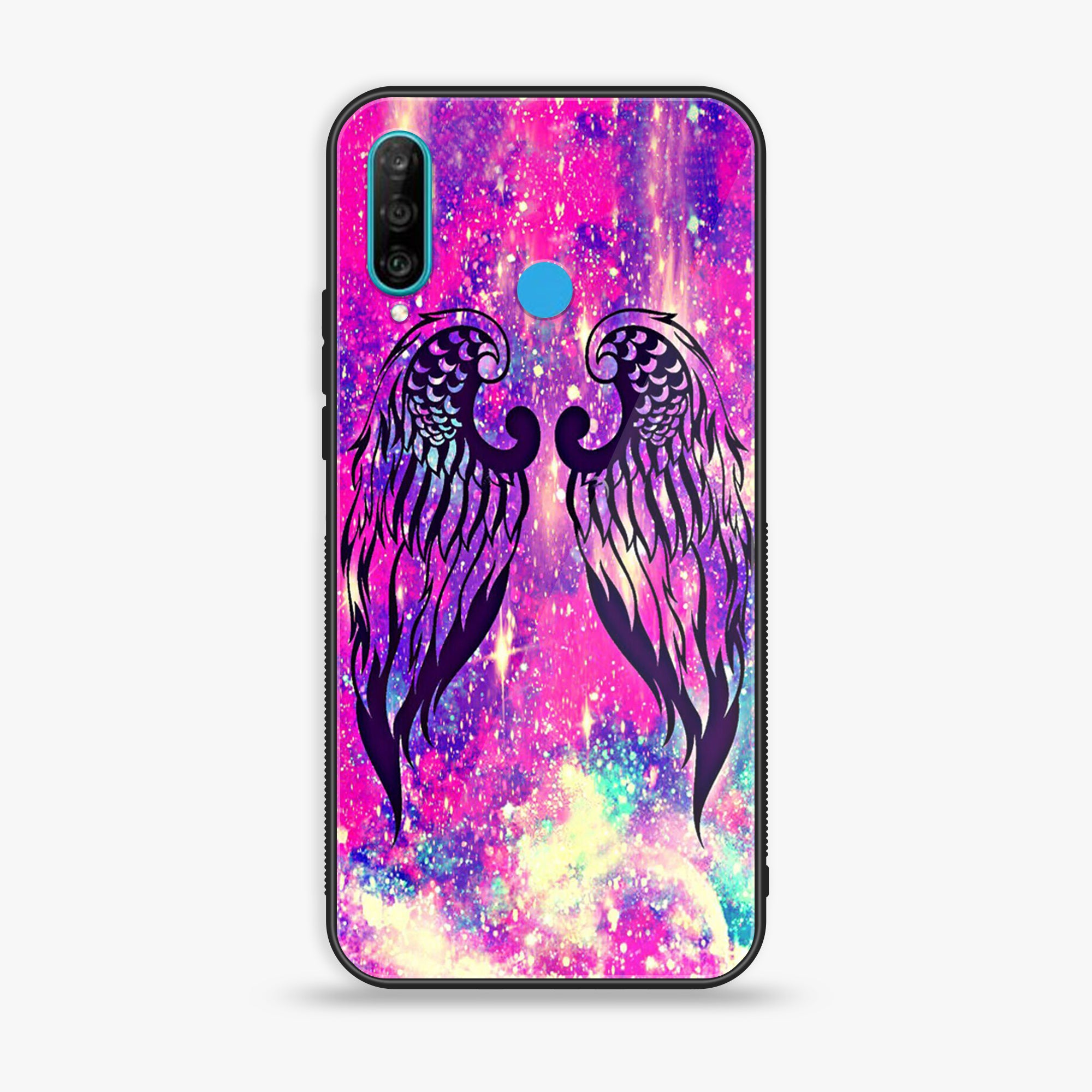 Huawei P30 lite - Angel wings Series - Premium Printed Glass soft Bumper shock Proof Case