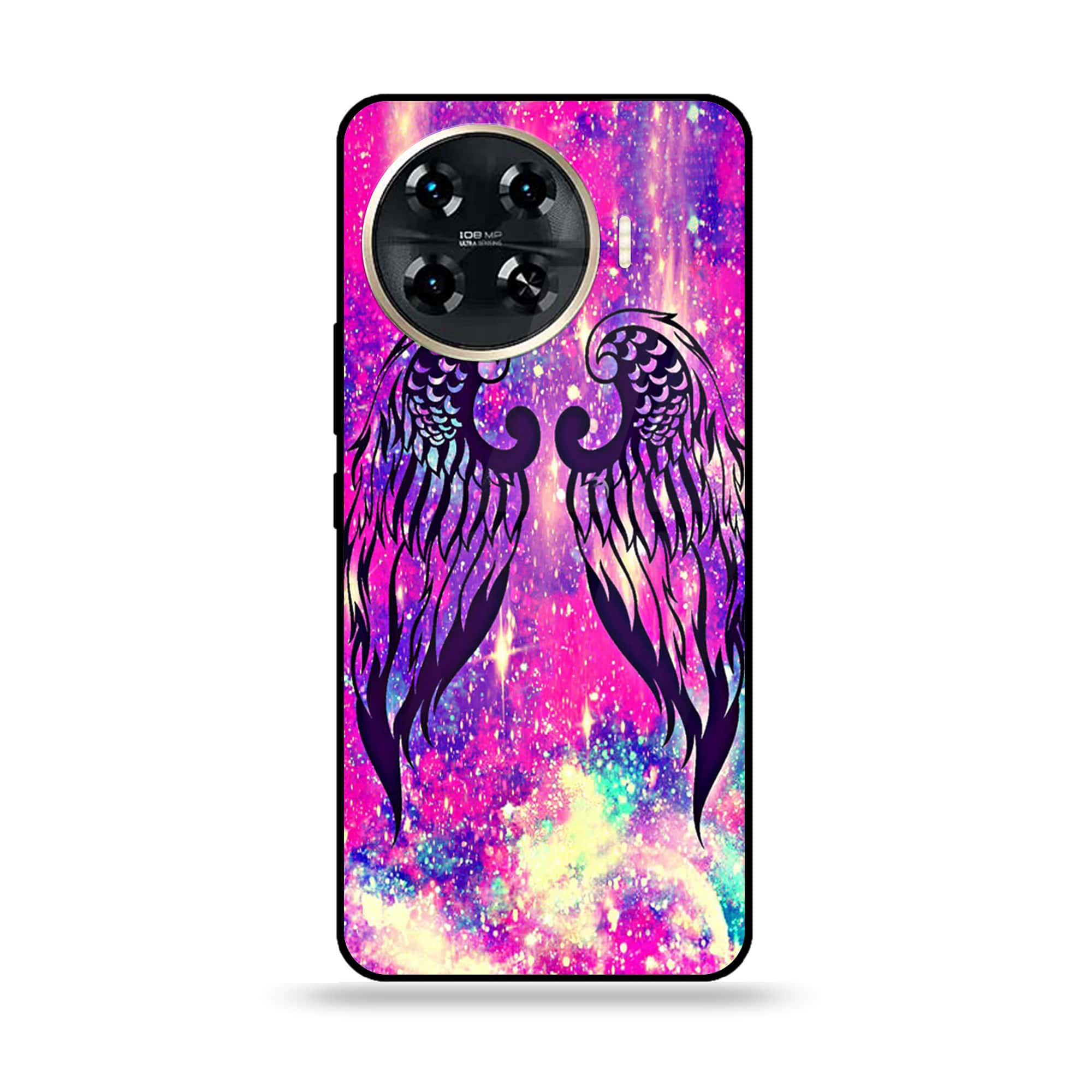 Tecno Spark 20 pro plus - Angel Wings Series - Premium Printed Glass soft Bumper shock Proof Case