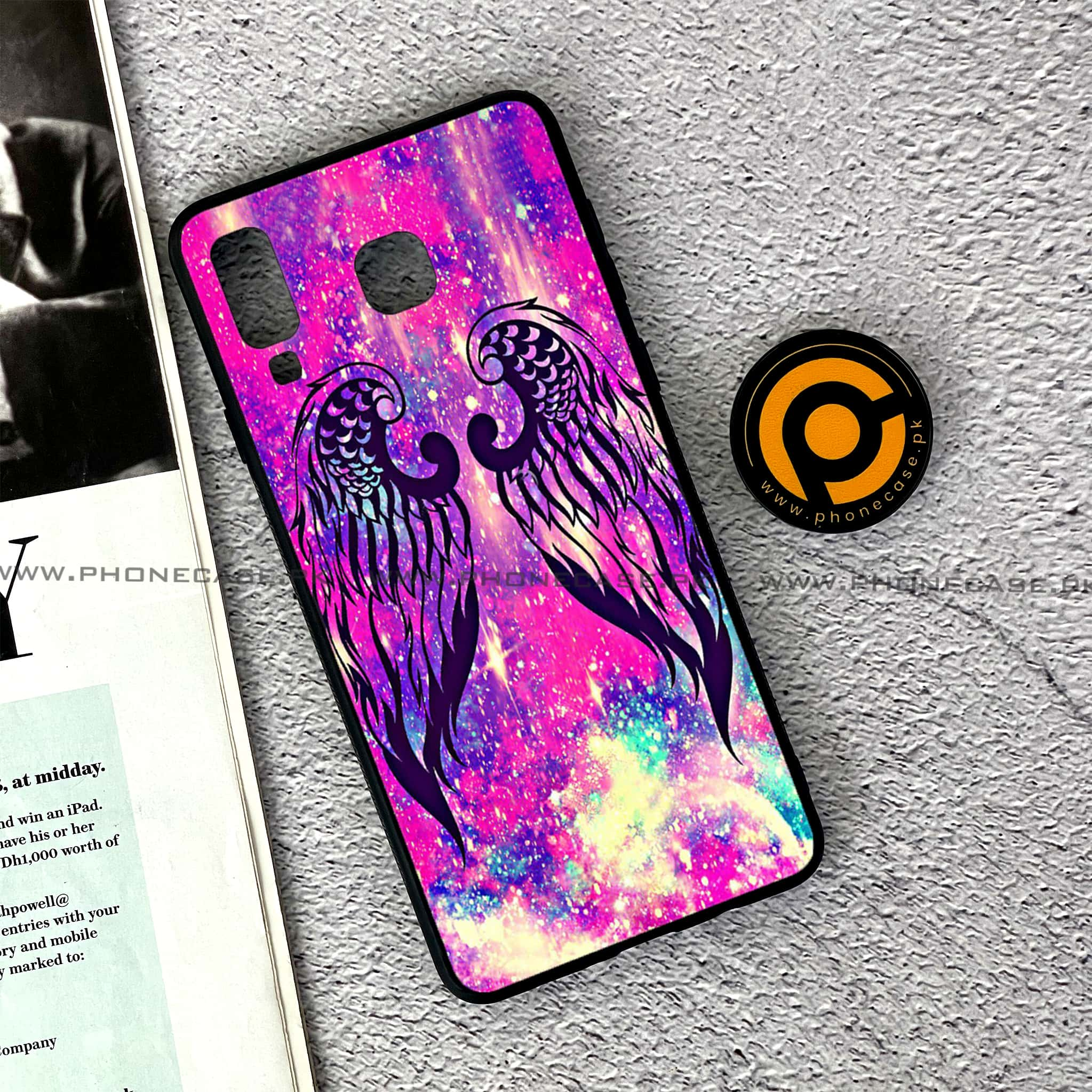 Samsung Galaxy A8 Star(A9 Star) - Angel Wings Series - Premium Printed Glass soft Bumper shock Proof Case