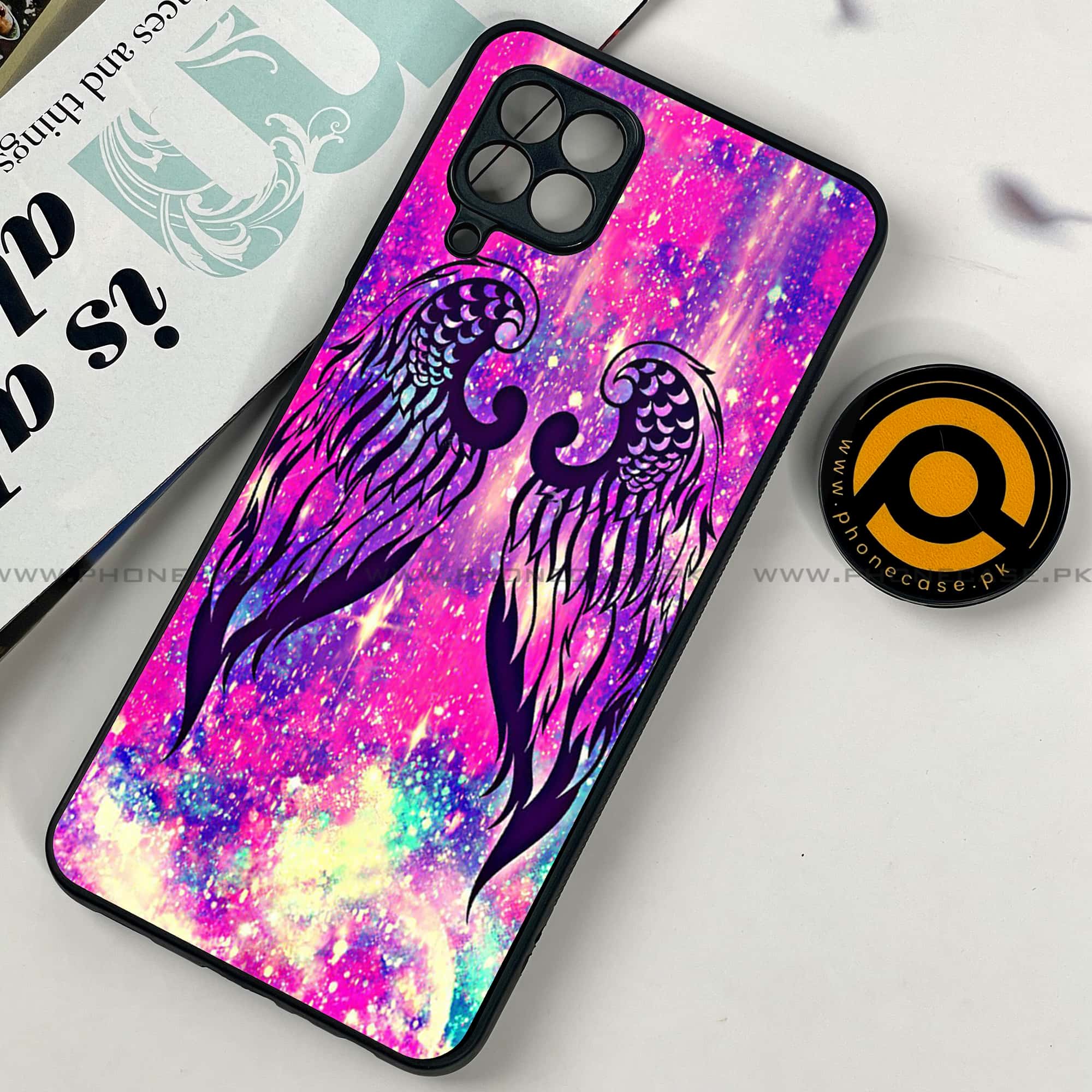 Samsung Galaxy A22 - Angel wings Series - Premium Printed Glass soft Bumper shock Proof Case