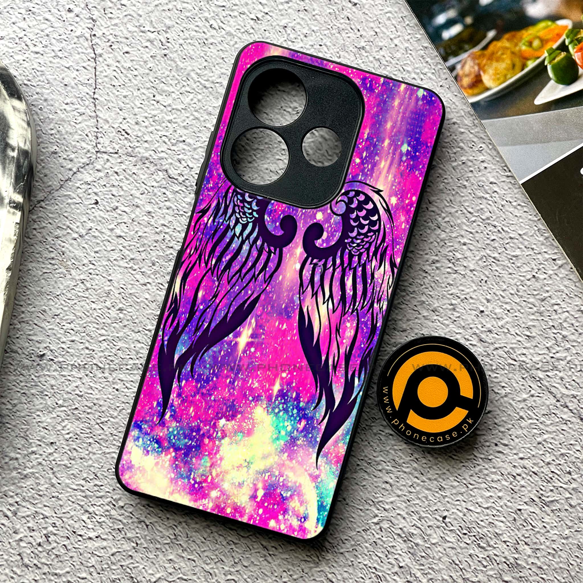 Oppo A5 Pro - Angel Wings Series - Premium Metal Printed soft Bumper shock Proof Case