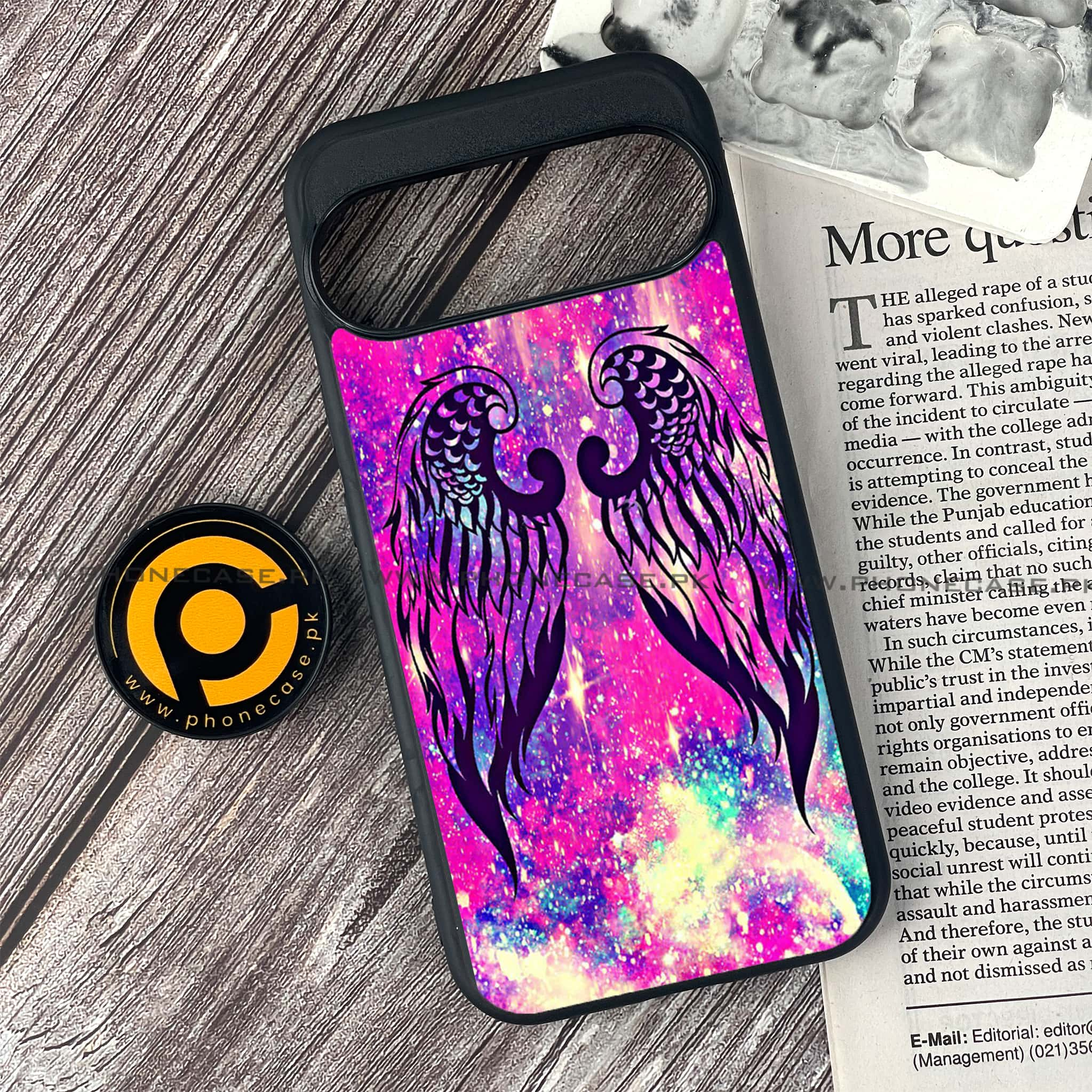 Google Pixel 9 Pro - Angel Wings Series - Premium Printed Glass soft Bumper shock Proof Case