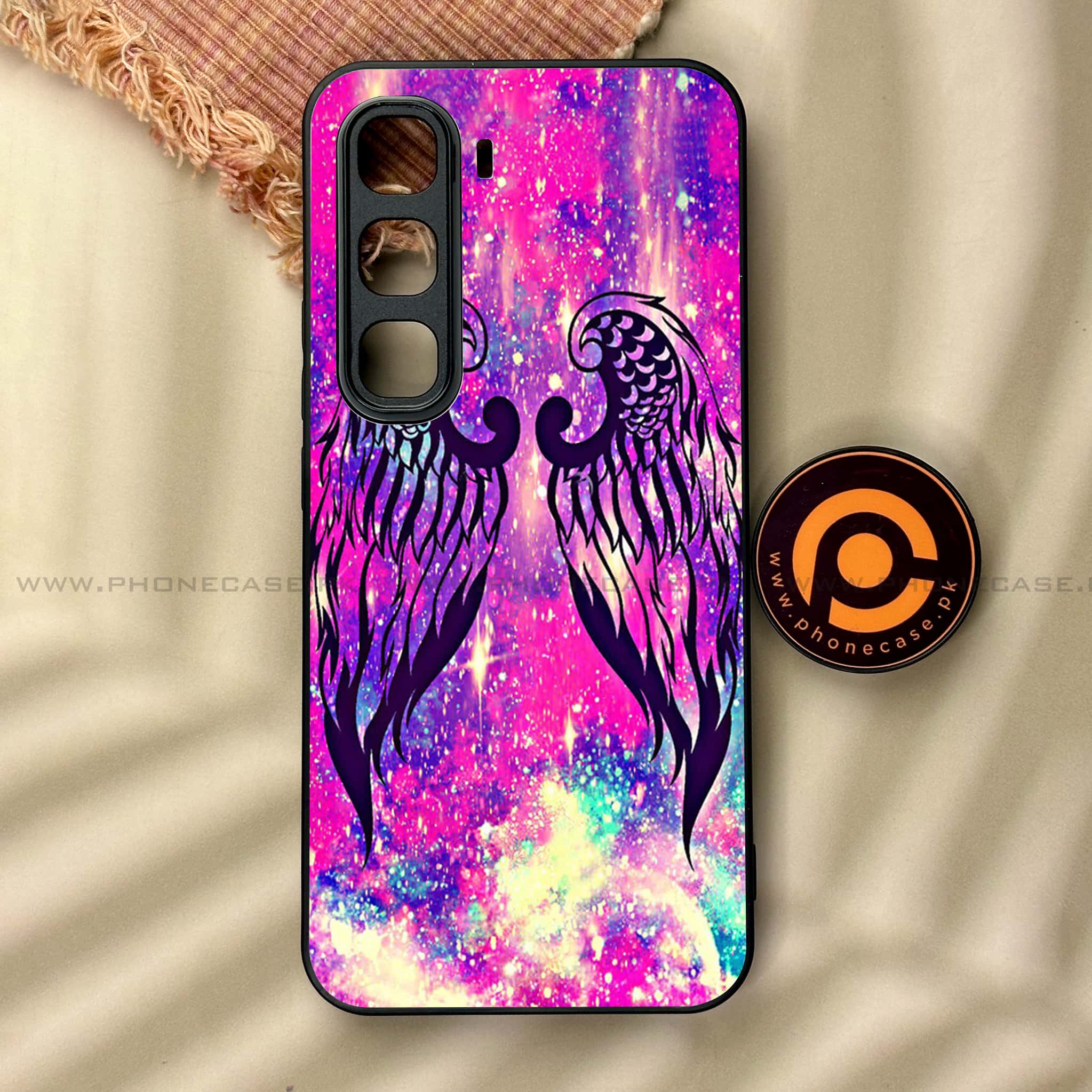 Infinix Hot 60 Pro - Angel Wings Series - Premium Metal Printed soft Bumper shock Proof Case