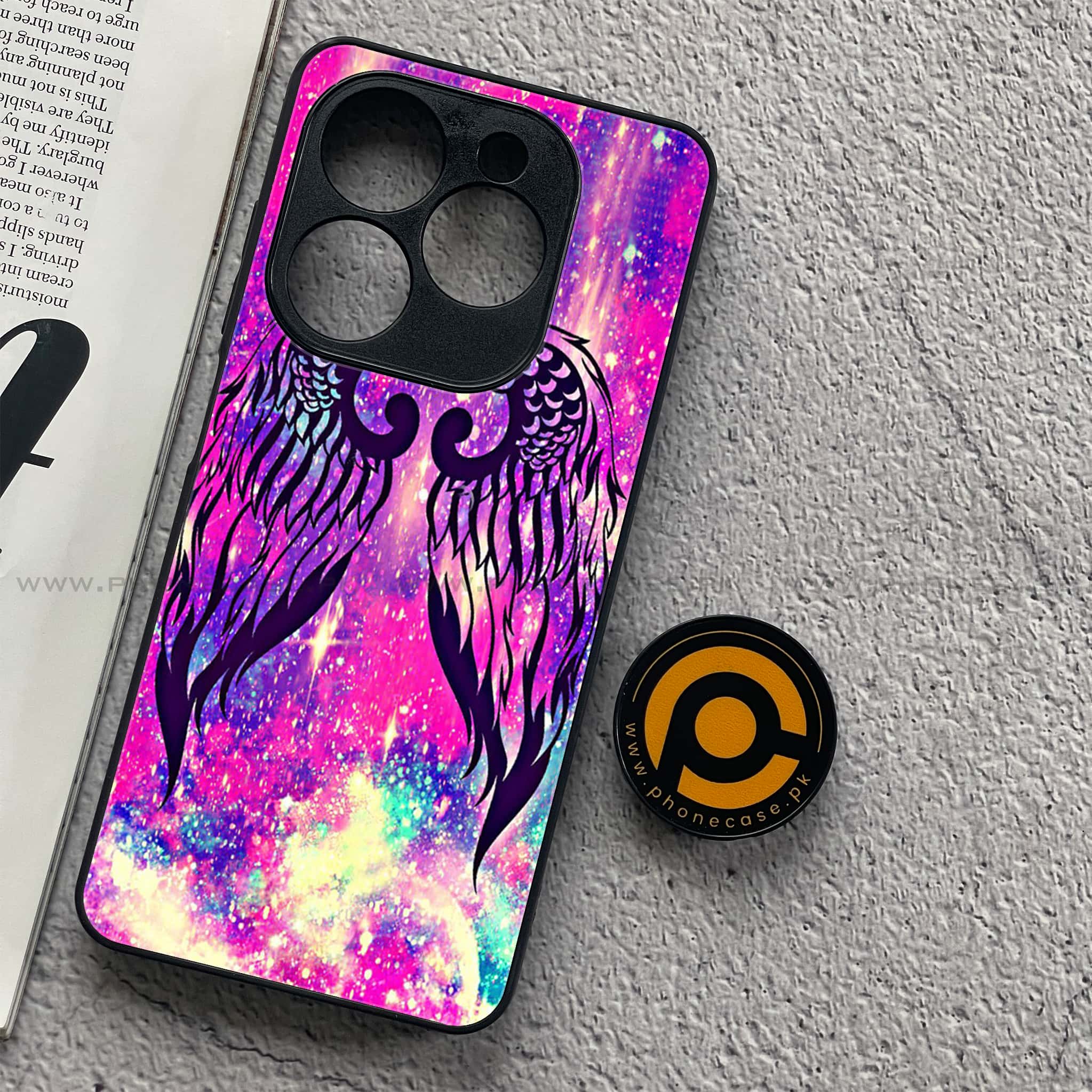 Tecno Spark 20C - Angel Wings Series - Premium Printed Glass soft Bumper shock Proof Case