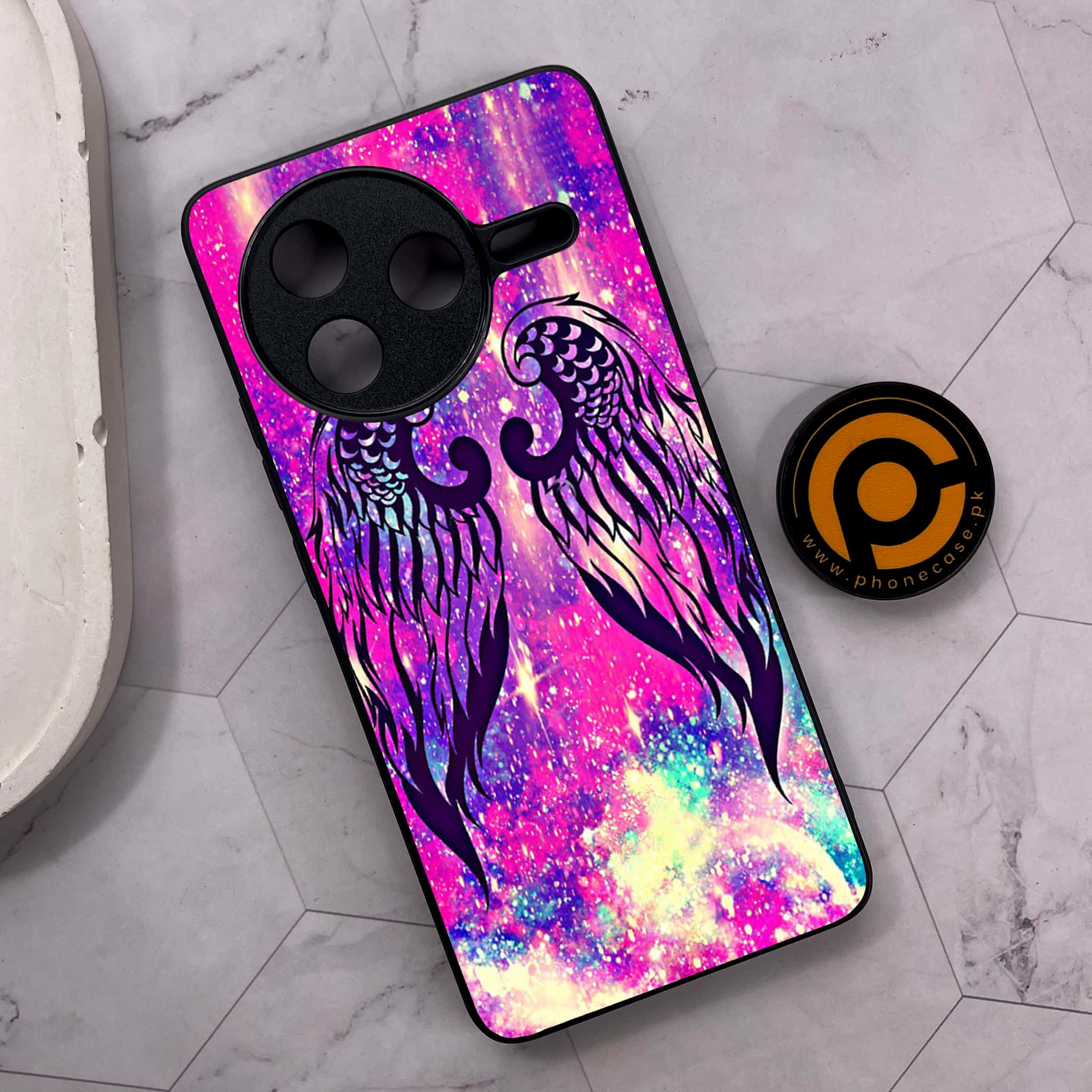Xiaomi Poco F7 Pro 5G - Angel Wings Series - Premium Metal Printed soft Bumper shock Proof Case