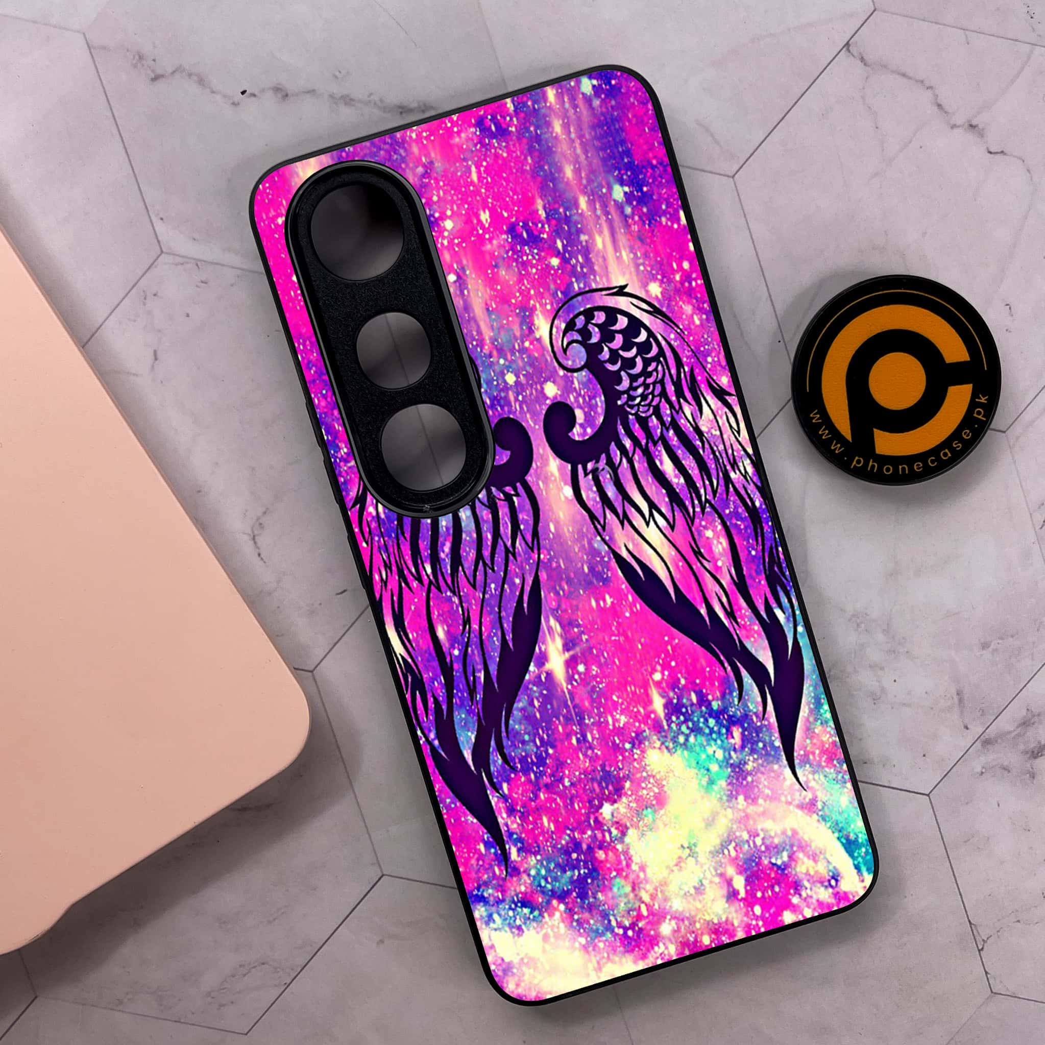 Vivo V50 Lite - Angel Wings Series - Premium Metal Printed soft Bumper shock Proof Case