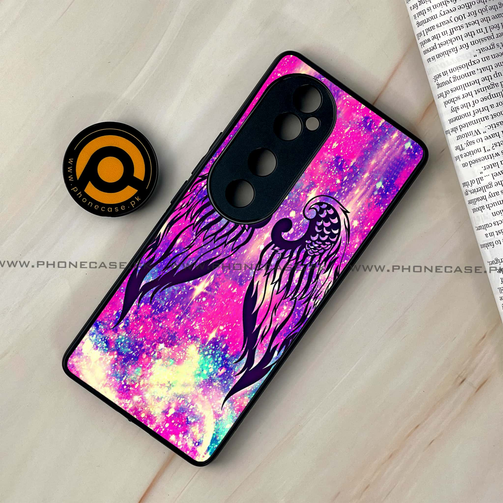 Vivo V40 - Angel Wings Series - Premium Printed Glass soft Bumper shock Proof Case