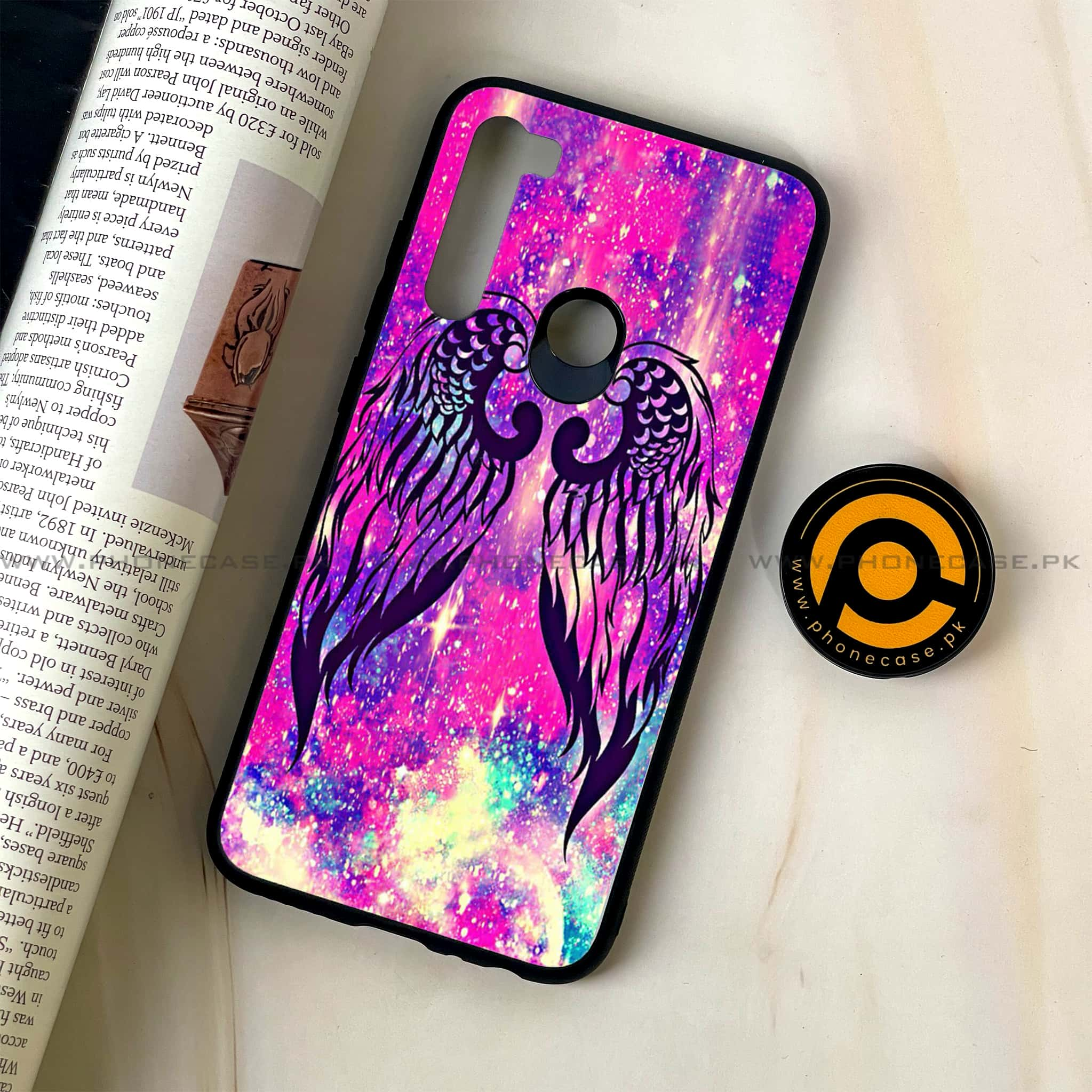 Redmi Note 8 - Angel Wings Series - Premium Printed Glass soft Bumper shock Proof Case