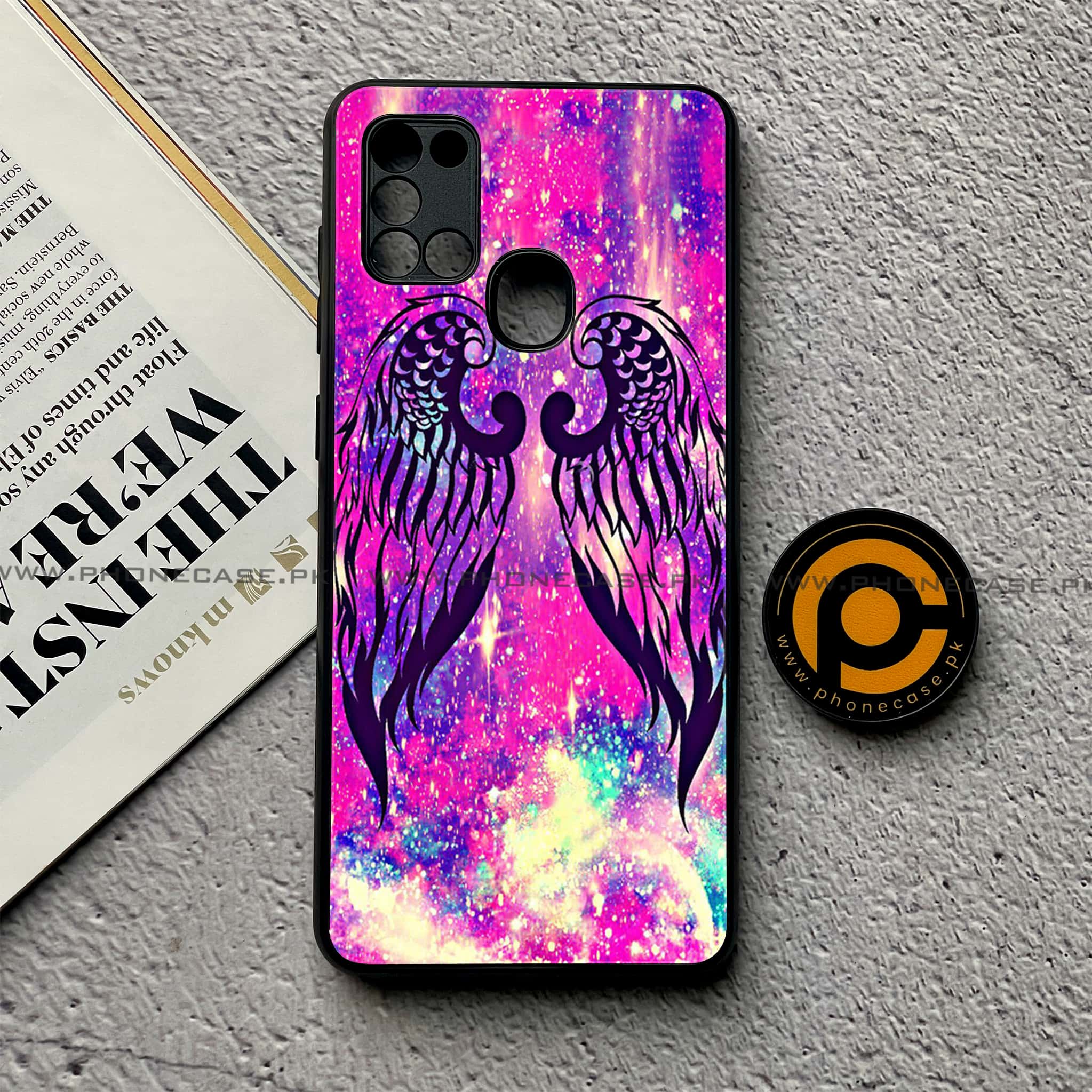 Samsung Galaxy A21s - Angel Wings Series - Premium Printed Glass soft Bumper shock Proof Case