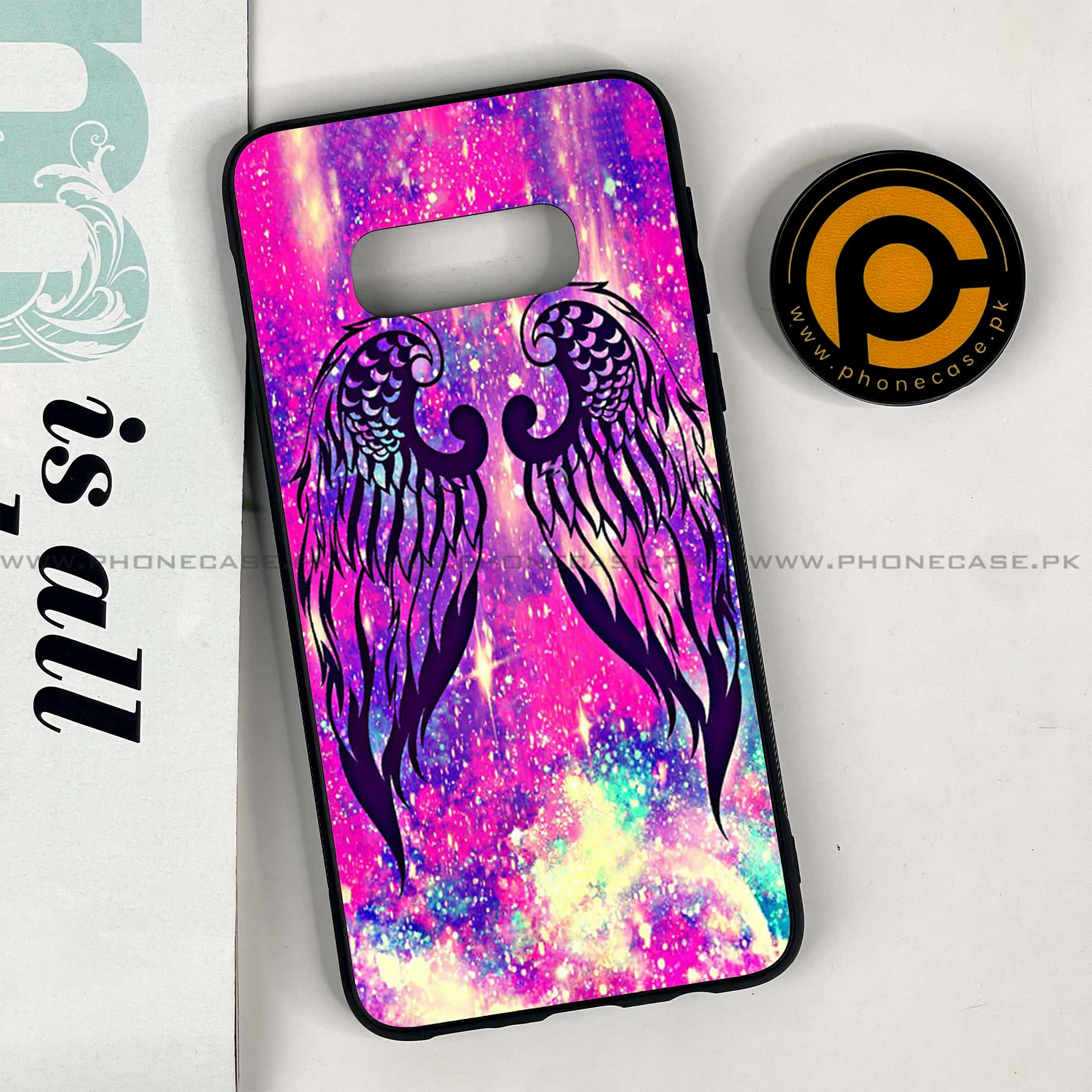 Galaxy S10e - Angel Wings Series - Premium Printed Glass soft Bumper shock Proof Case