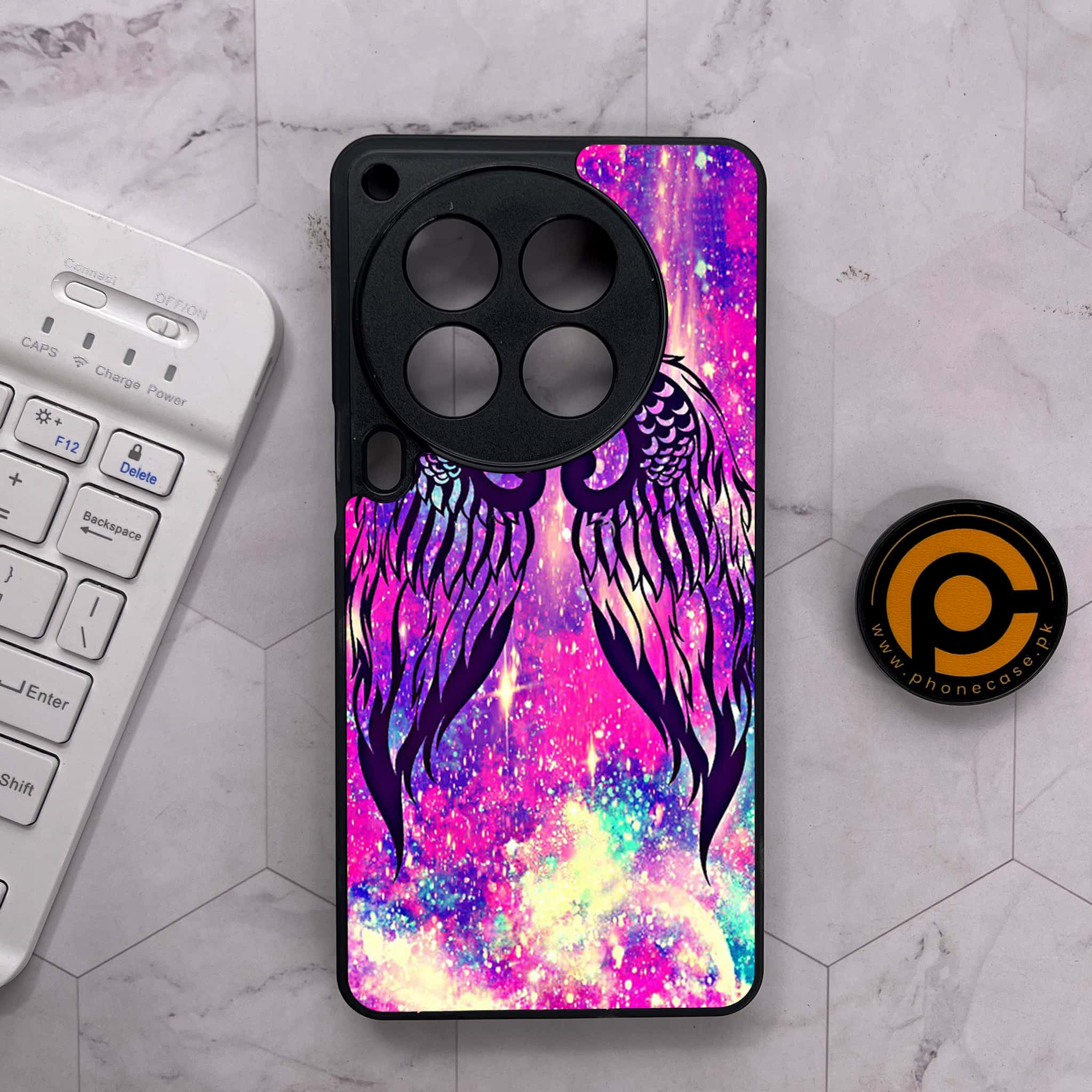 Tecno Camon 30 Premier - Angel Wings Series - Premium Metal Printed soft Bumper shock Proof Case