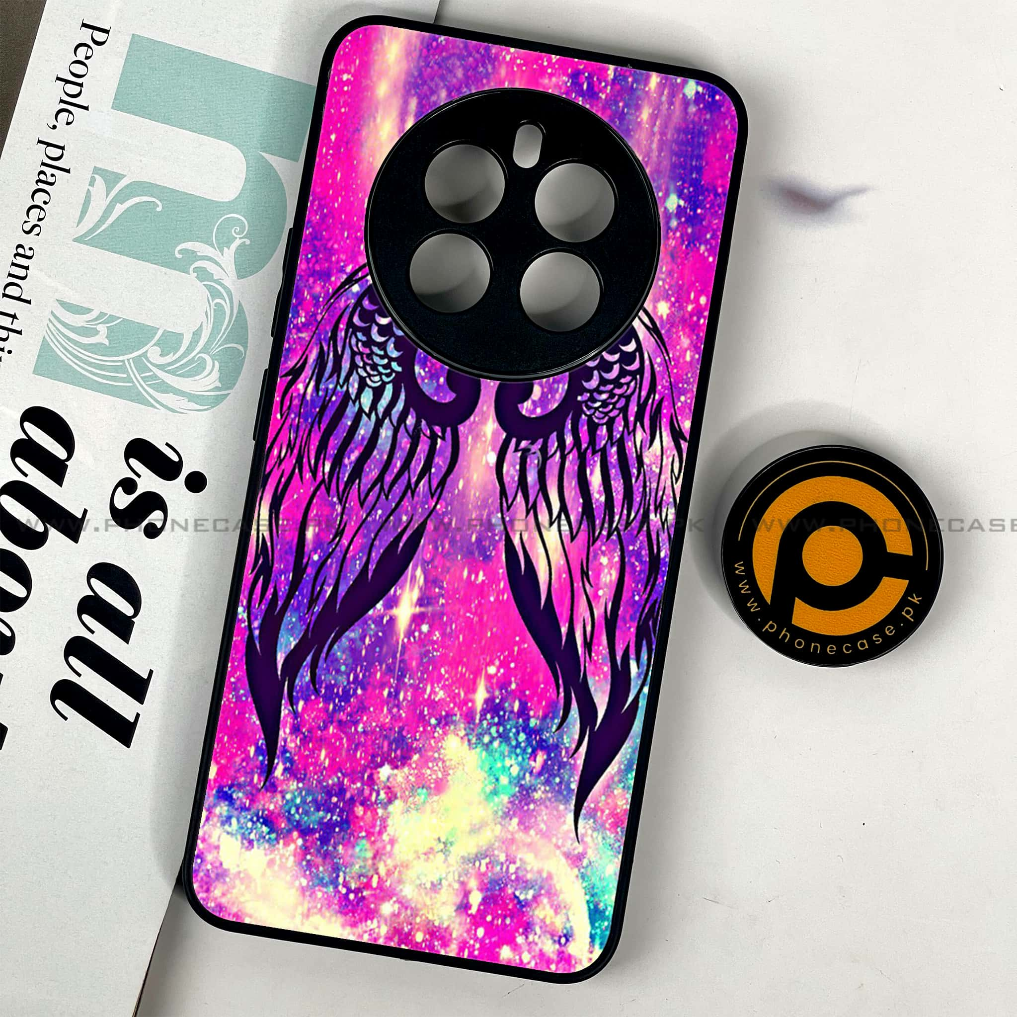 Realme 12 - Angel Wings Series - Premium Printed Glass soft Bumper shock Proof Case