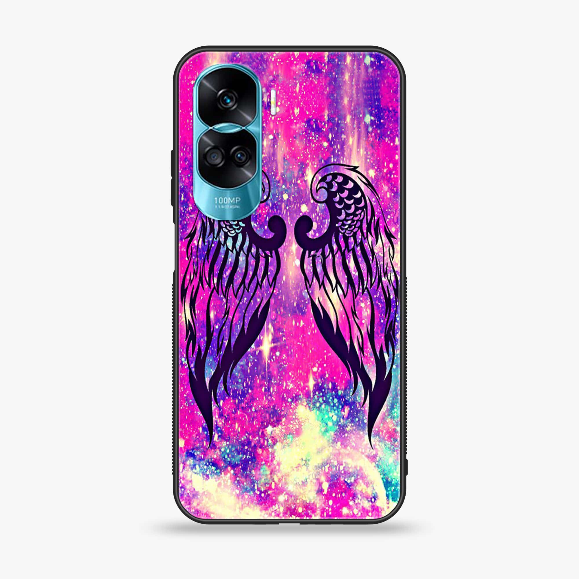 Honor 90 Lite - Angel Wings Series - Premium Printed Glass soft Bumper shock Proof Case