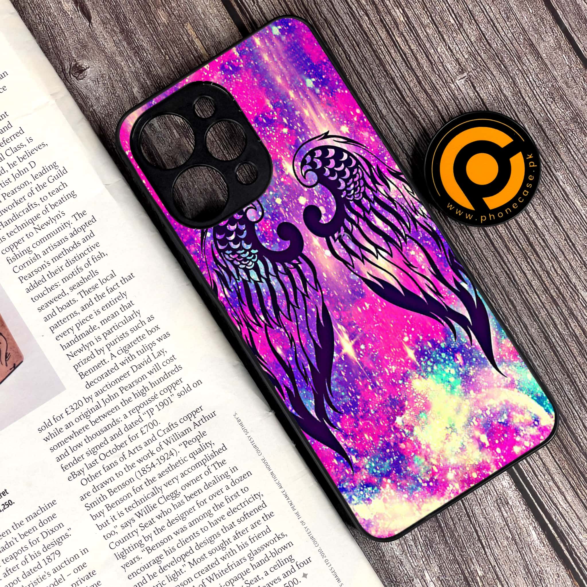 Xiaomi Redmi 12 - Angel Wings Series - Premium Printed Glass soft Bumper shock Proof Case