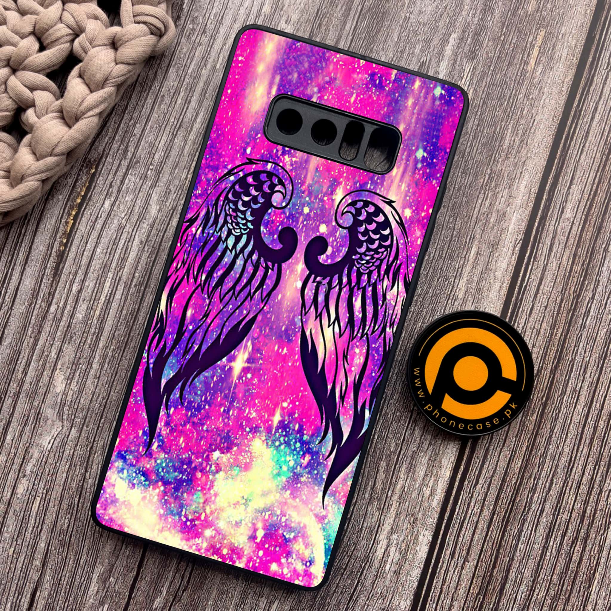 Samsung Galaxy Note 8 - Angel Wing Series - Premium Metal Printed soft Bumper shock Proof Case