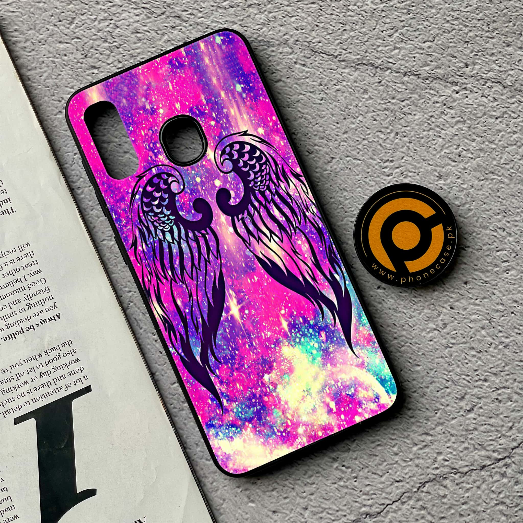 Galaxy A20/A30 - Angel Wings Series - Premium Printed Glass soft Bumper shock Proof Case