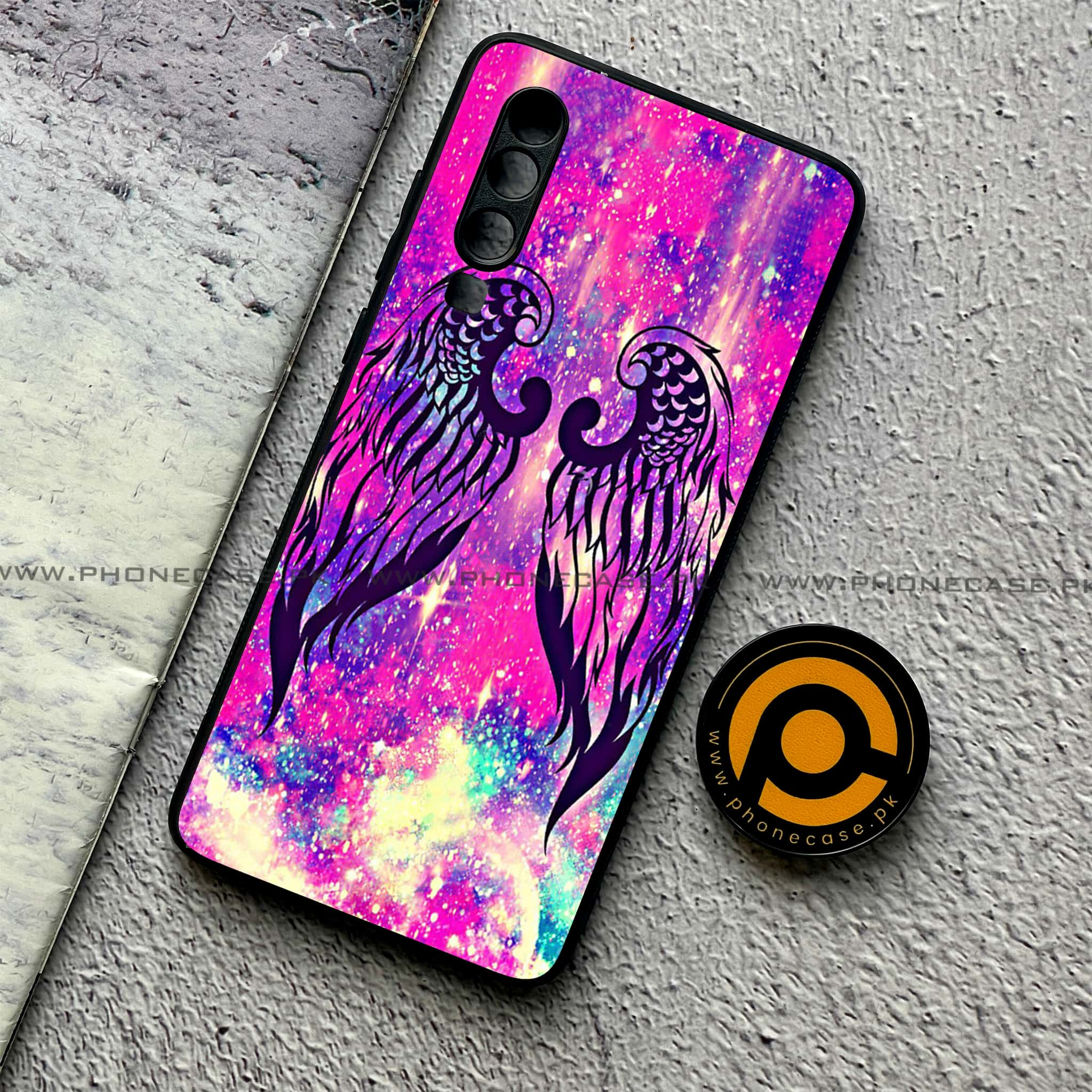 Huawei P30 - Angel Wings Series - Premium Printed Glass soft Bumper shock Proof Case