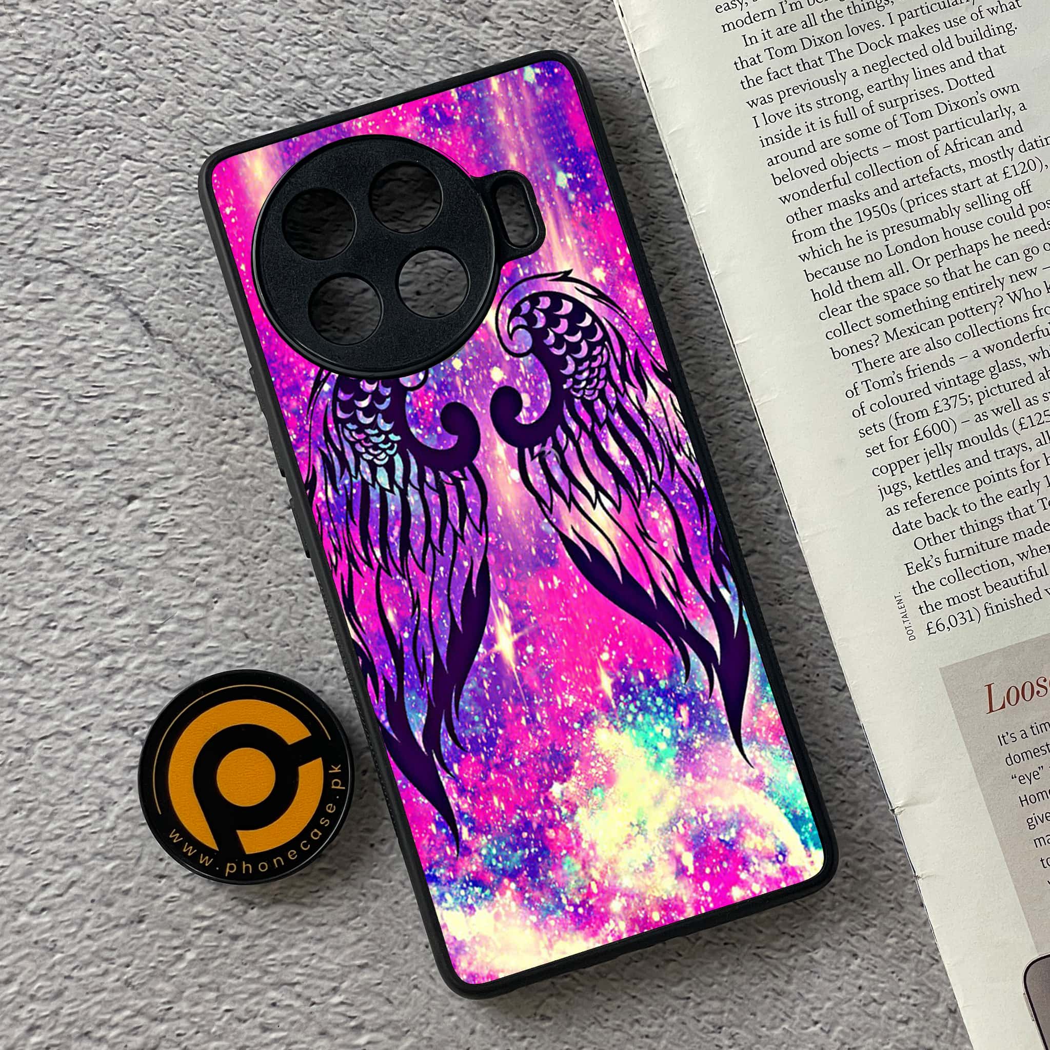 Tecno Spark 20 pro plus - Angel Wings Series - Premium Printed Glass soft Bumper shock Proof Case