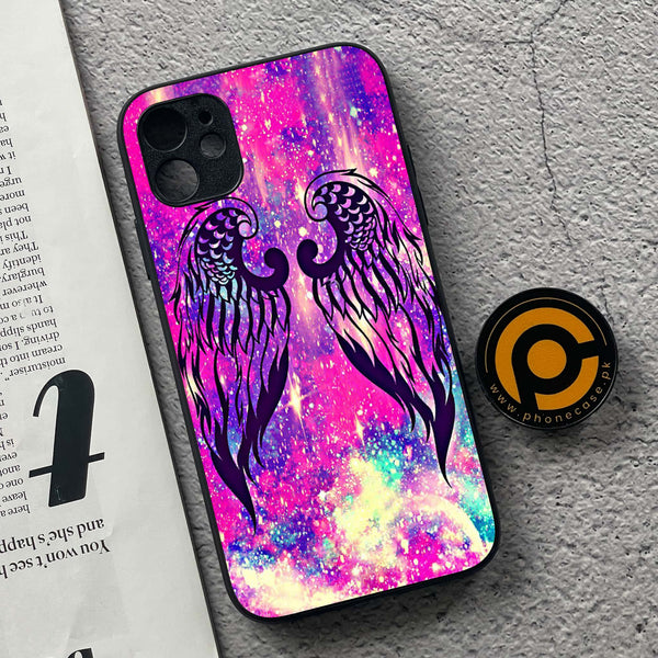 iPhone 11 Angel Wings Design 9   Premium Printed Glass soft Bumper shock Proof Case CS-36412