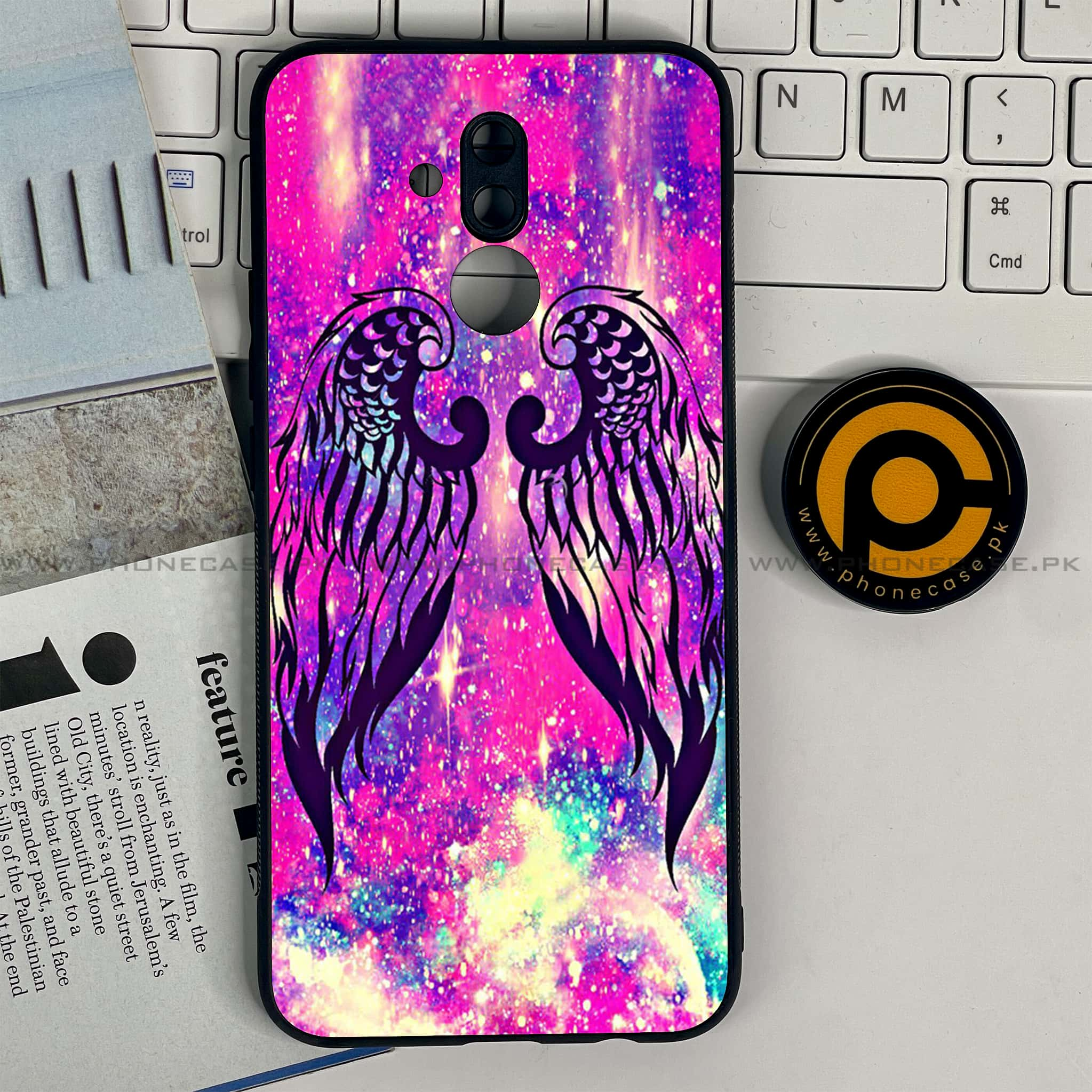 Huawei Mate 20 Lite - Angel Wings Series - Premium Printed Glass soft Bumper shock Proof Case