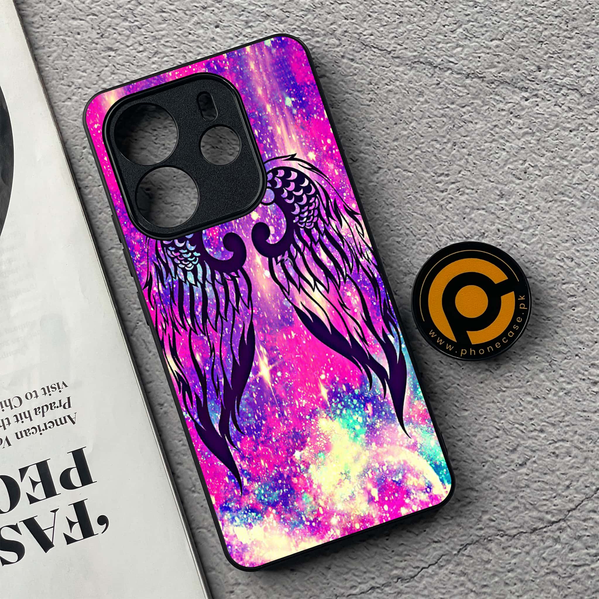 Xiaomi Redmi Note 14 - Angel Wings Series - Premium Printed Glass soft Bumper shock Proof Case