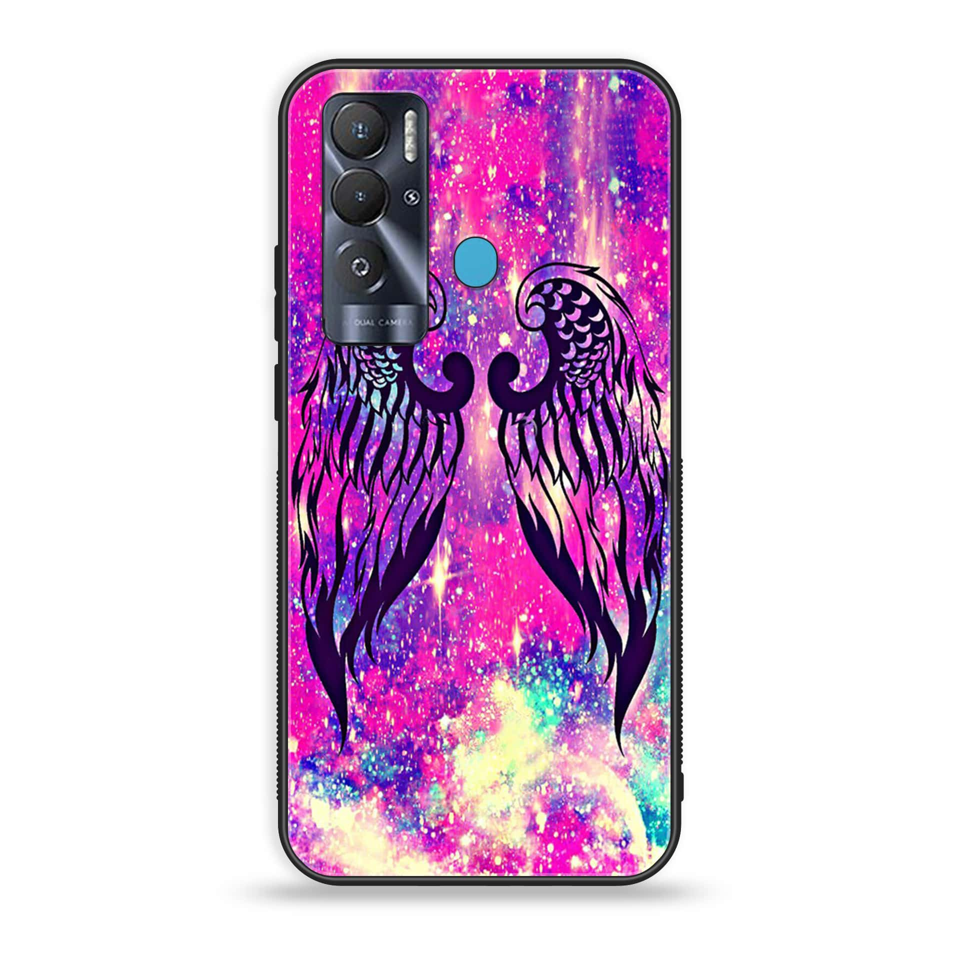 Tecno Pova Neo Angel Wings series Premium Printed Glass soft Bumper shock Proof Case