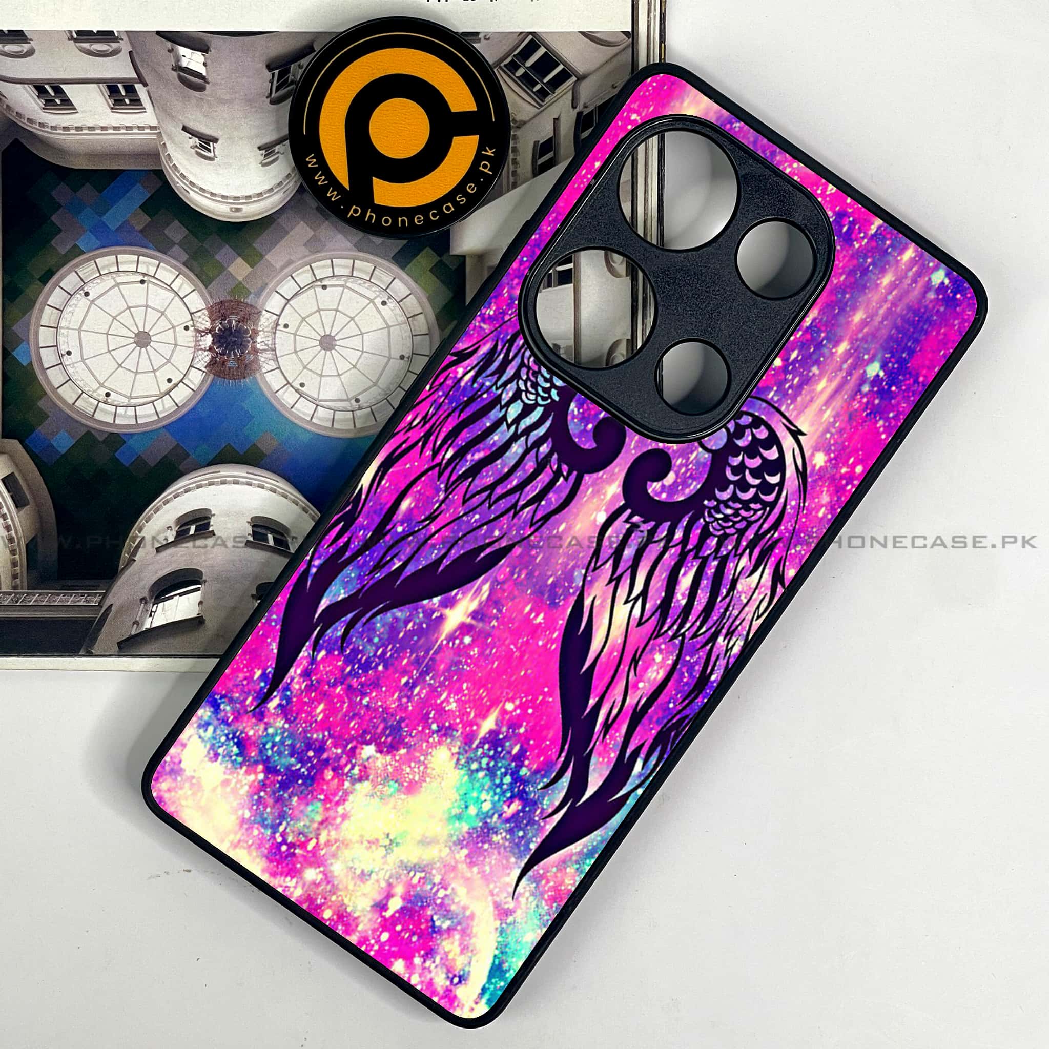 Redmi Note 13 Pro 4G - Angel Wings Series - Premium Metal Printed soft Bumper shock Proof Case