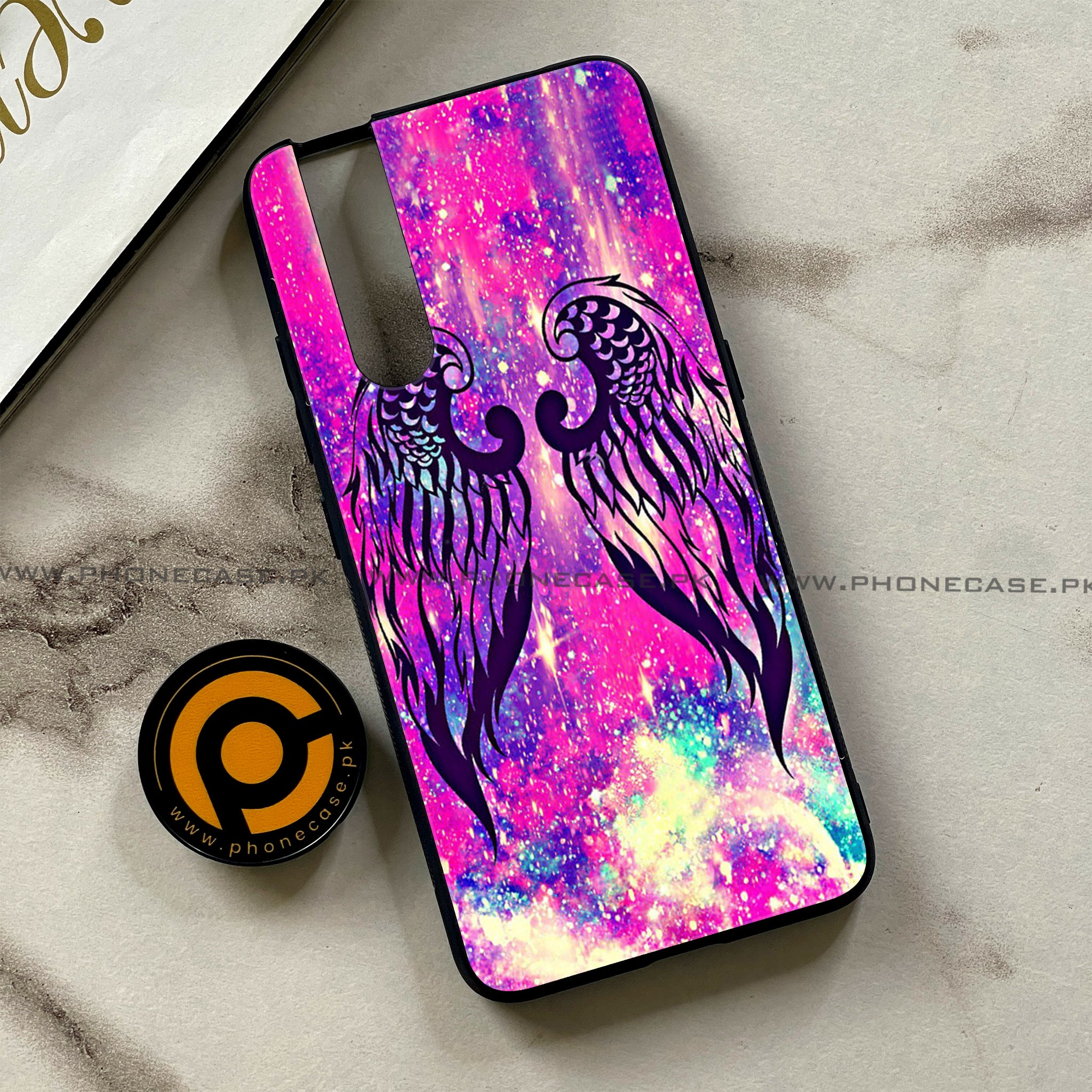 Vivo V15 Pro - Angel Wings Series - Premium Printed Glass soft Bumper shock Proof Case