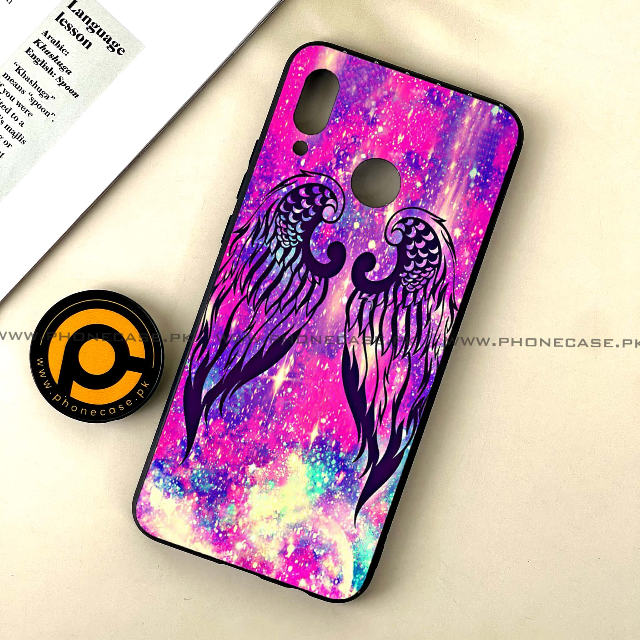 Huawei Nova 3 - Angel Wings Series - Premium Printed Glass soft Bumper shock Proof Case