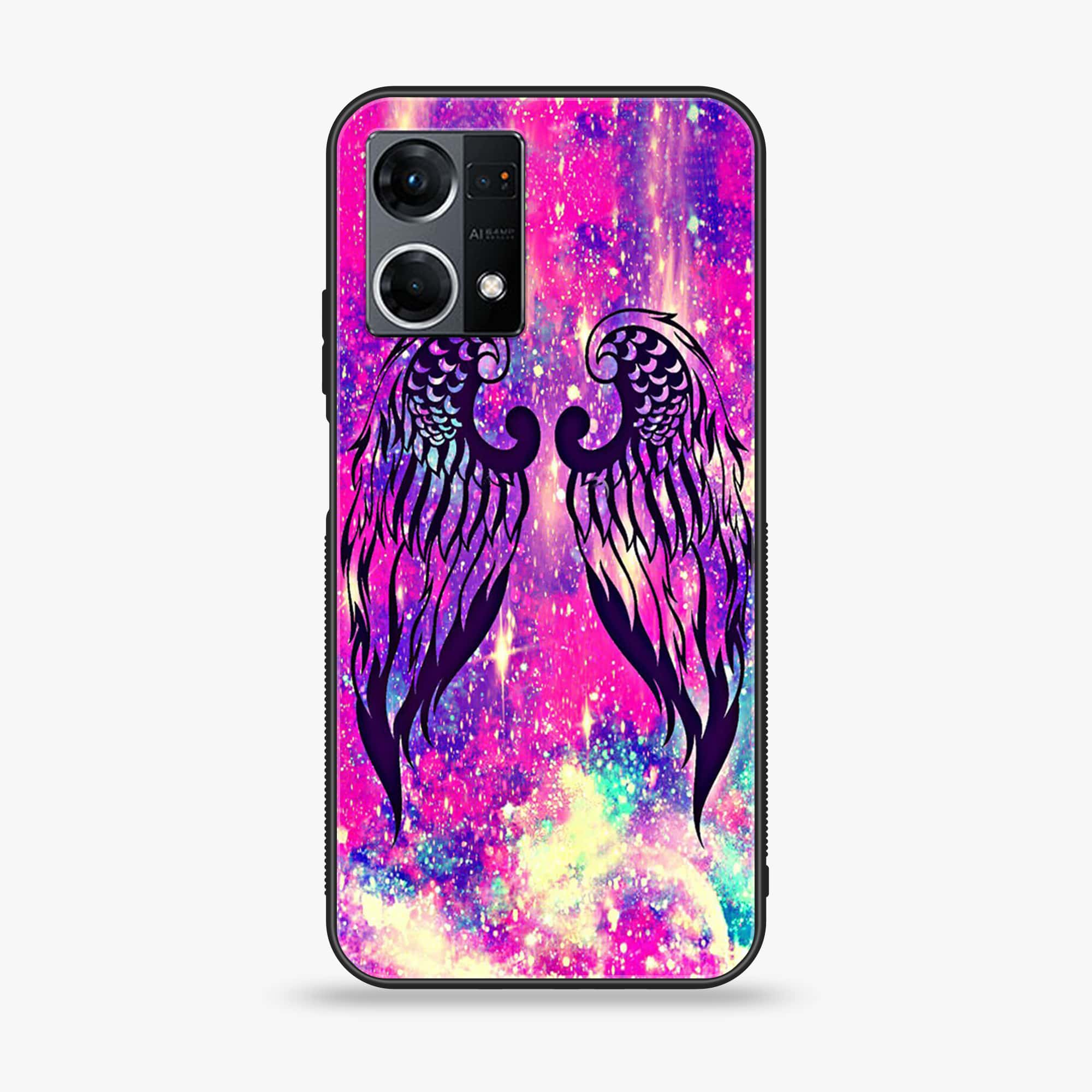 Oppo Reno 7 - Angel Wings Series - Premium Printed Glass soft Bumper shock Proof Case