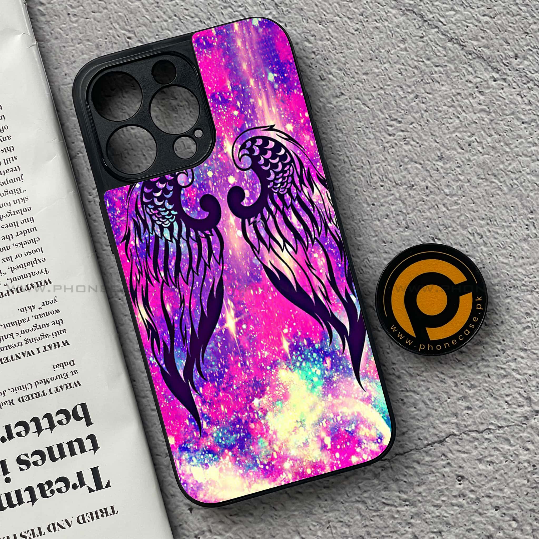 iPhone 15 Pro - Angel Wings Series - Premium Printed Glass soft Bumper shock Proof Case