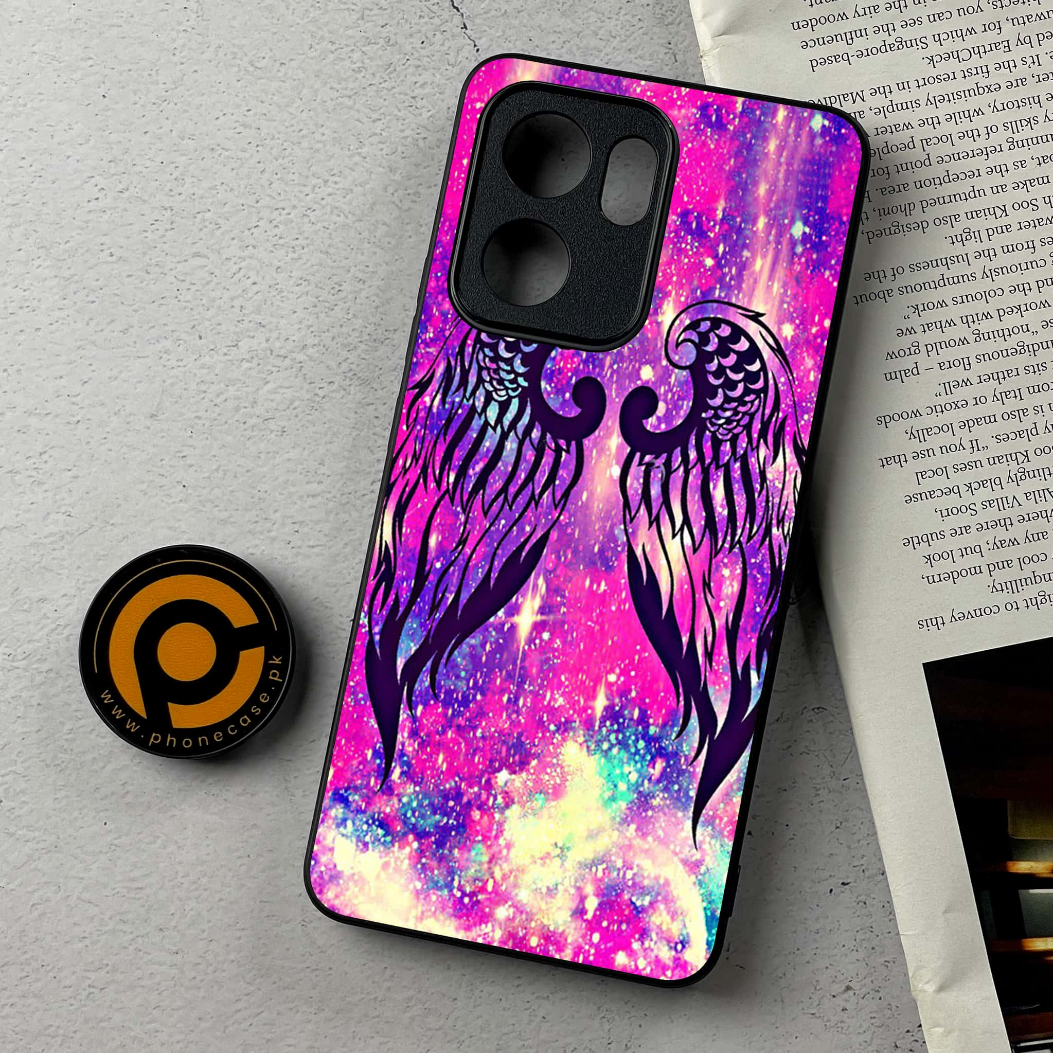 Oppo Reno 13F - Angel Wings Series - Premium Metal Printed Soft Bumper Shockproof Case