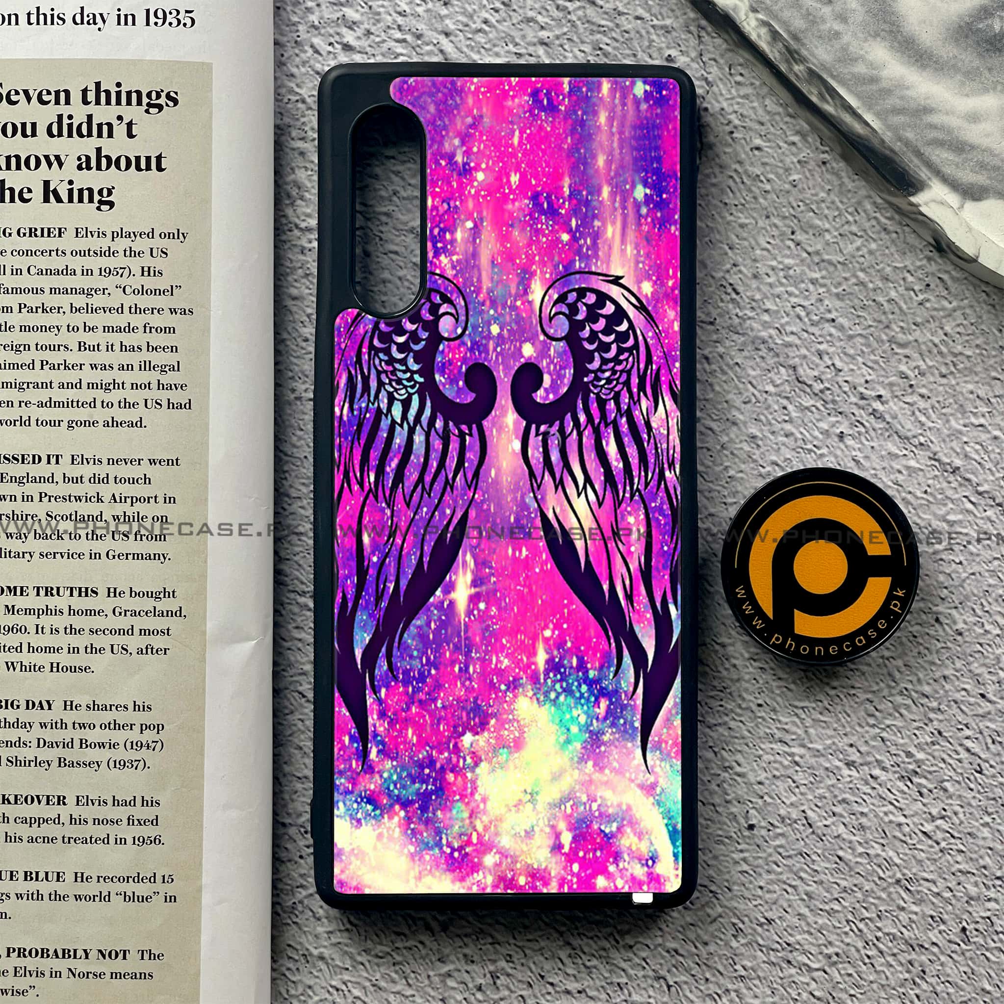 LG Velvet - Angel Wings Series - Premium Printed Glass soft Bumper shock Proof Case