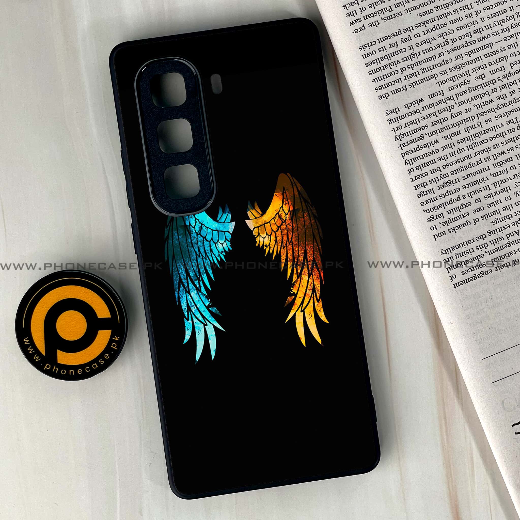 Infinix Hot 60 Pro - Angel Wings 2.0 Series - Premium Metal Printed soft Bumper shock Proof Case