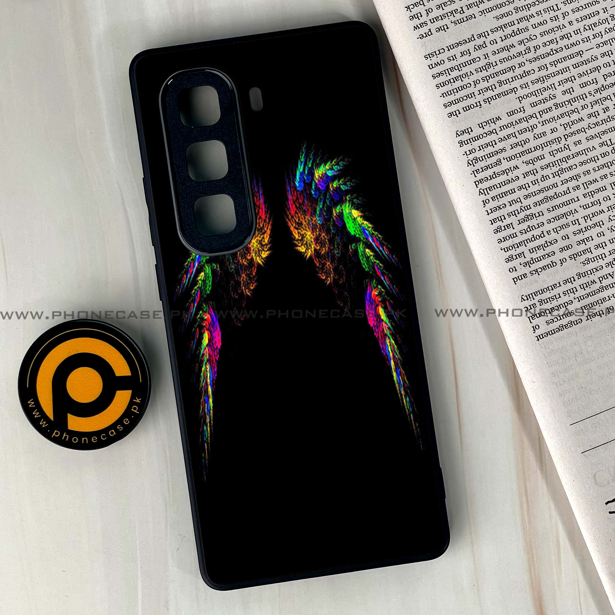 Infinix Hot 60 Pro - Angel Wings Series - Premium Metal Printed soft Bumper shock Proof Case