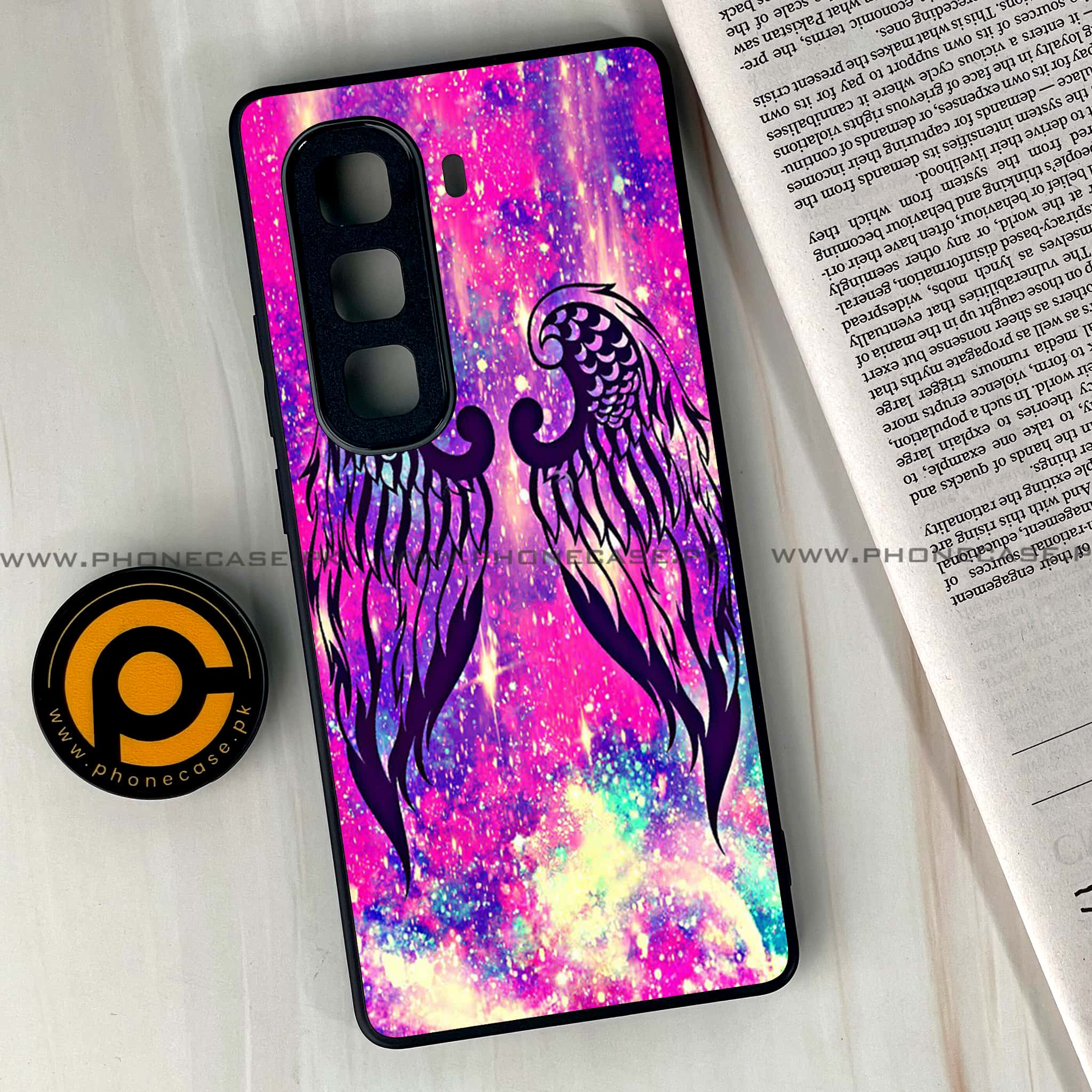 Infinix Hot 60 Pro - Angel Wings Series - Premium Metal Printed soft Bumper shock Proof Case