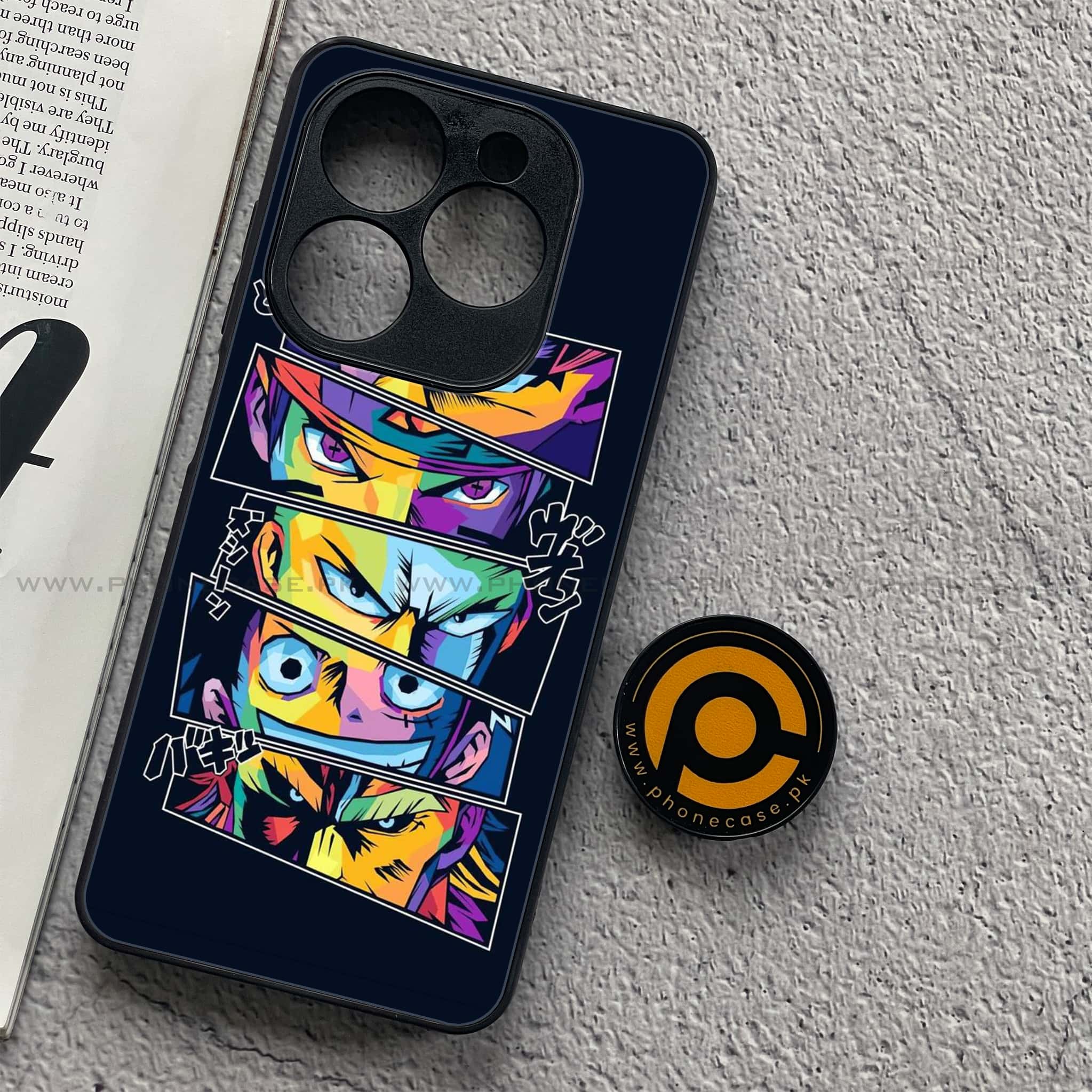 Tecno Spark 20C - Anime 2.0 Series - Premium Printed Glass soft Bumper shock Proof Case