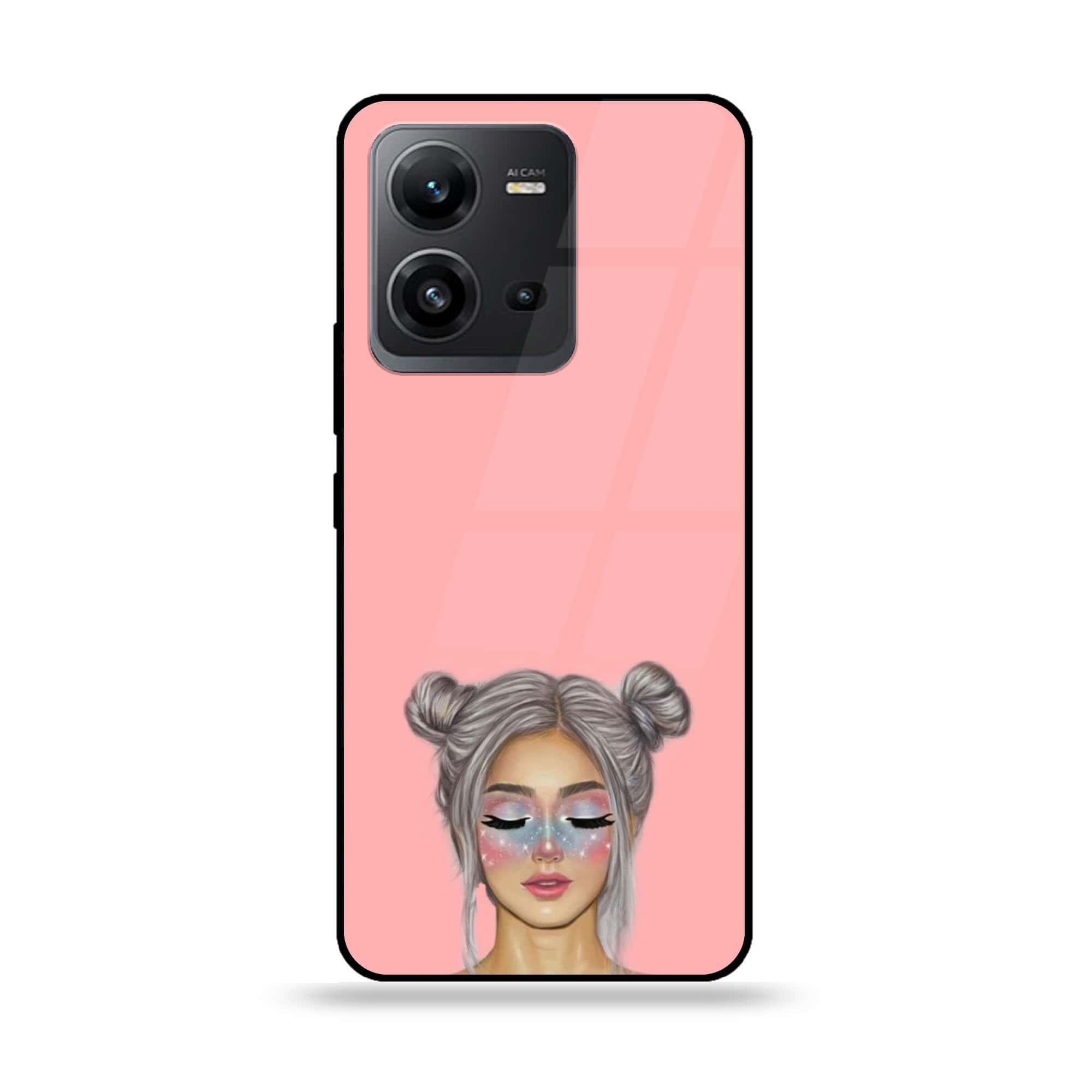 Vivo V25 5G - Anime Girls Series - Premium Printed Glass soft Bumper shock Proof Case