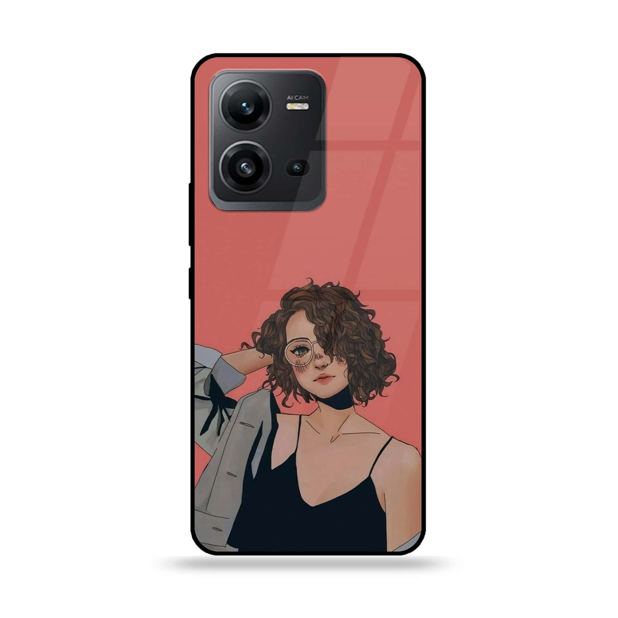 Vivo V25 5G - Anime Girls Series - Premium Printed Glass soft Bumper shock Proof Case