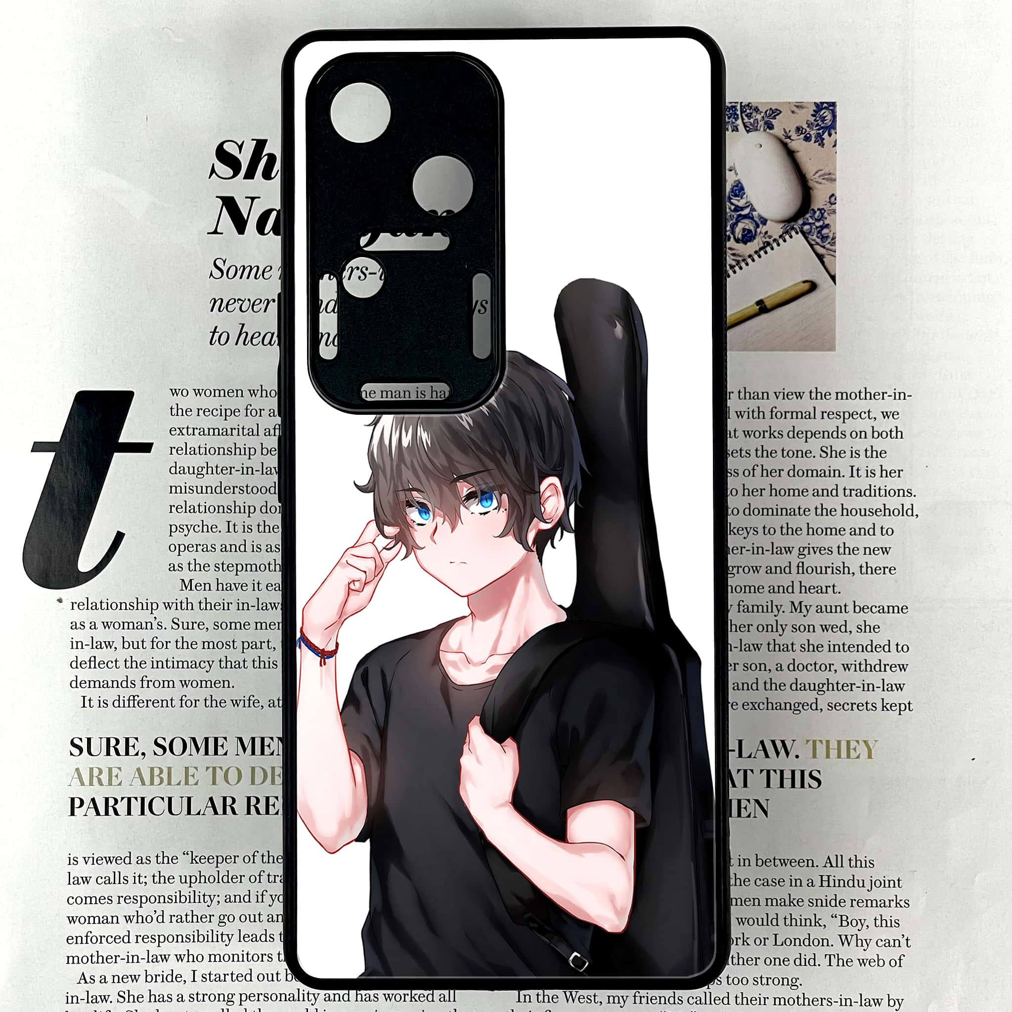 Vivo V30 - Anime Series - Premium Printed Glass soft Bumper shock Proof Case