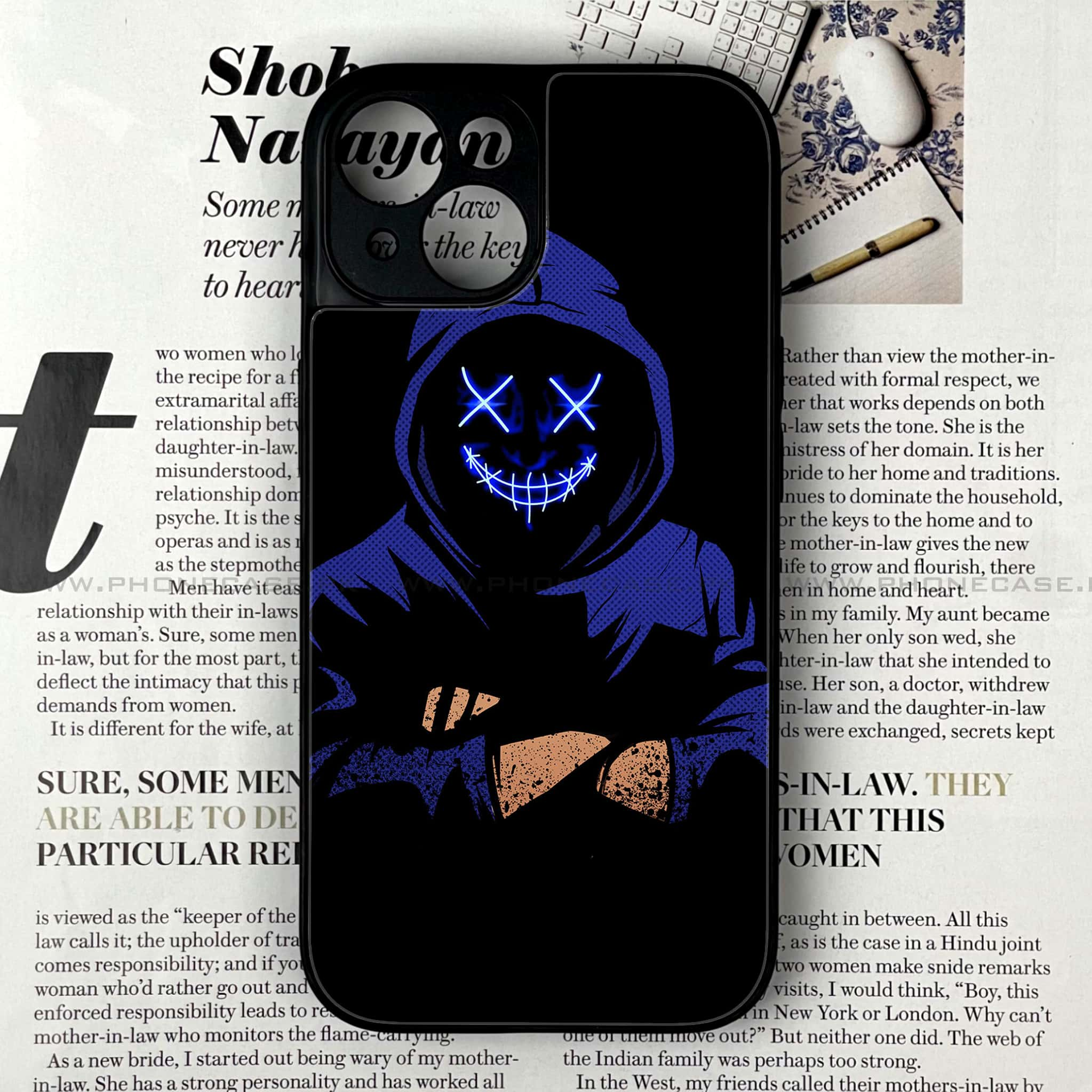 iPhone 14 - Anonymous 2.0 Series - Premium Printed Glass soft Bumper shock Proof Case