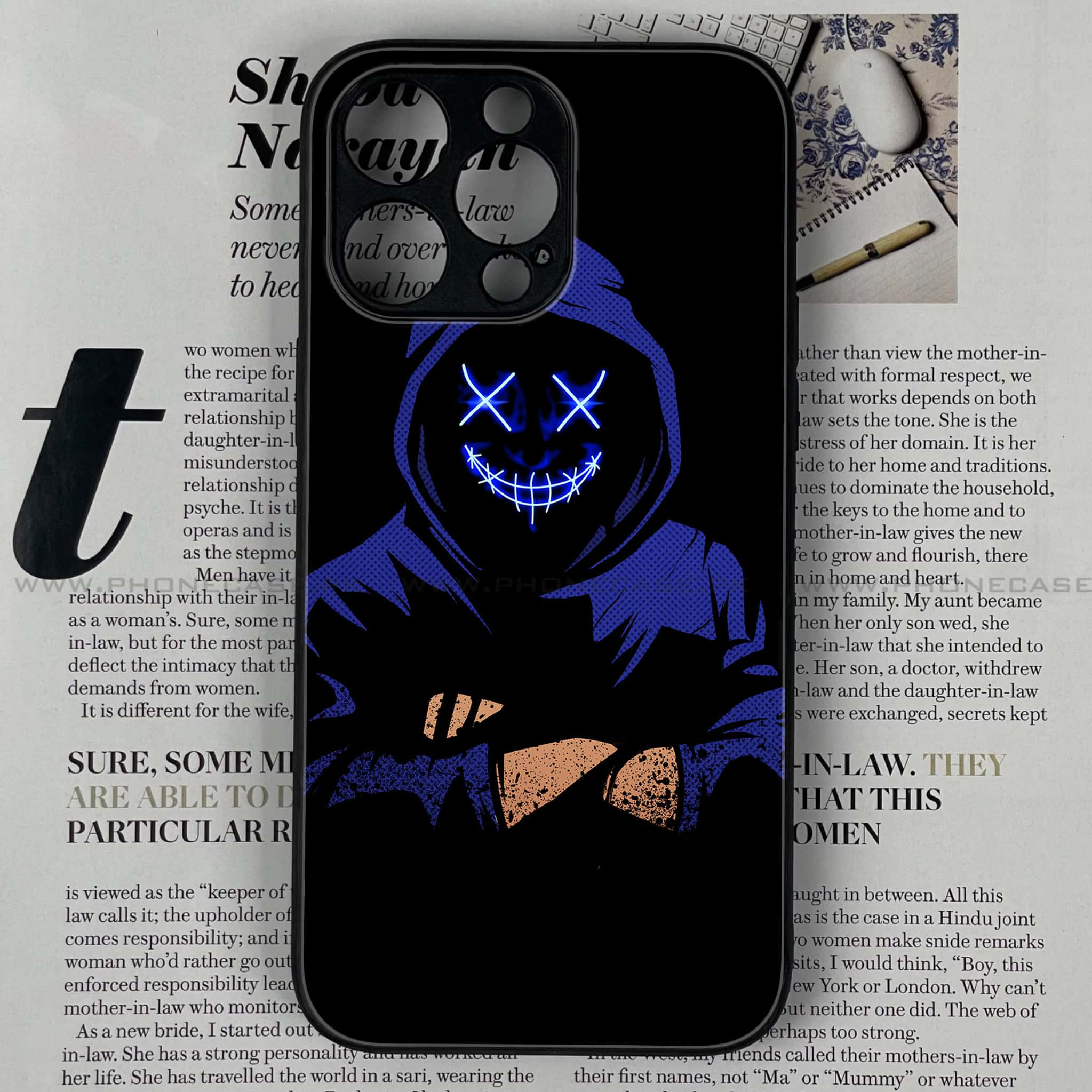 iPhone 12 Pro Max   - Anonymous 2.0   Series - Premium Printed Glass soft Bumper shock Proof Case