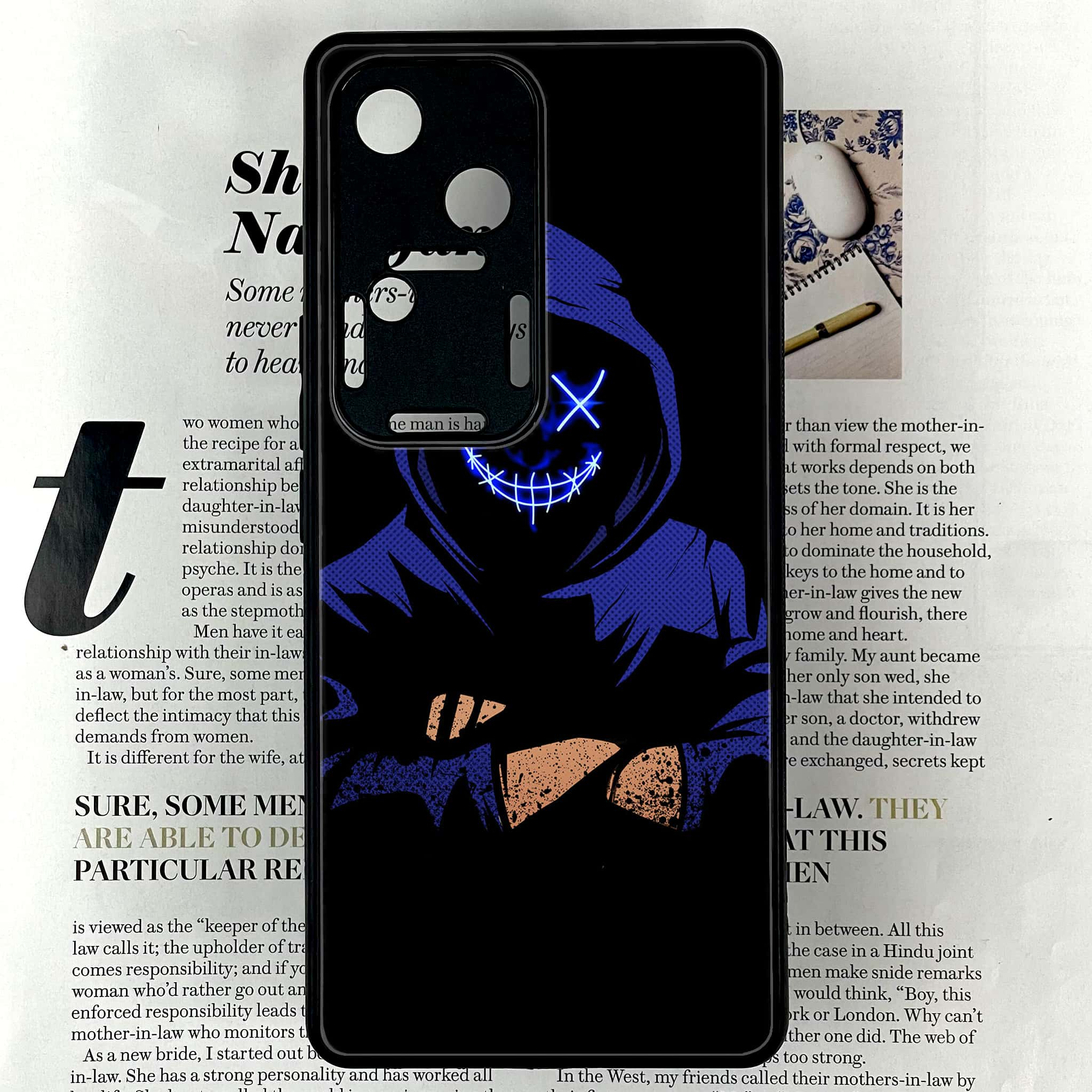 Vivo V30 - Anonymous 2.0 Series - Premium Printed Glass soft Bumper shock Proof Case