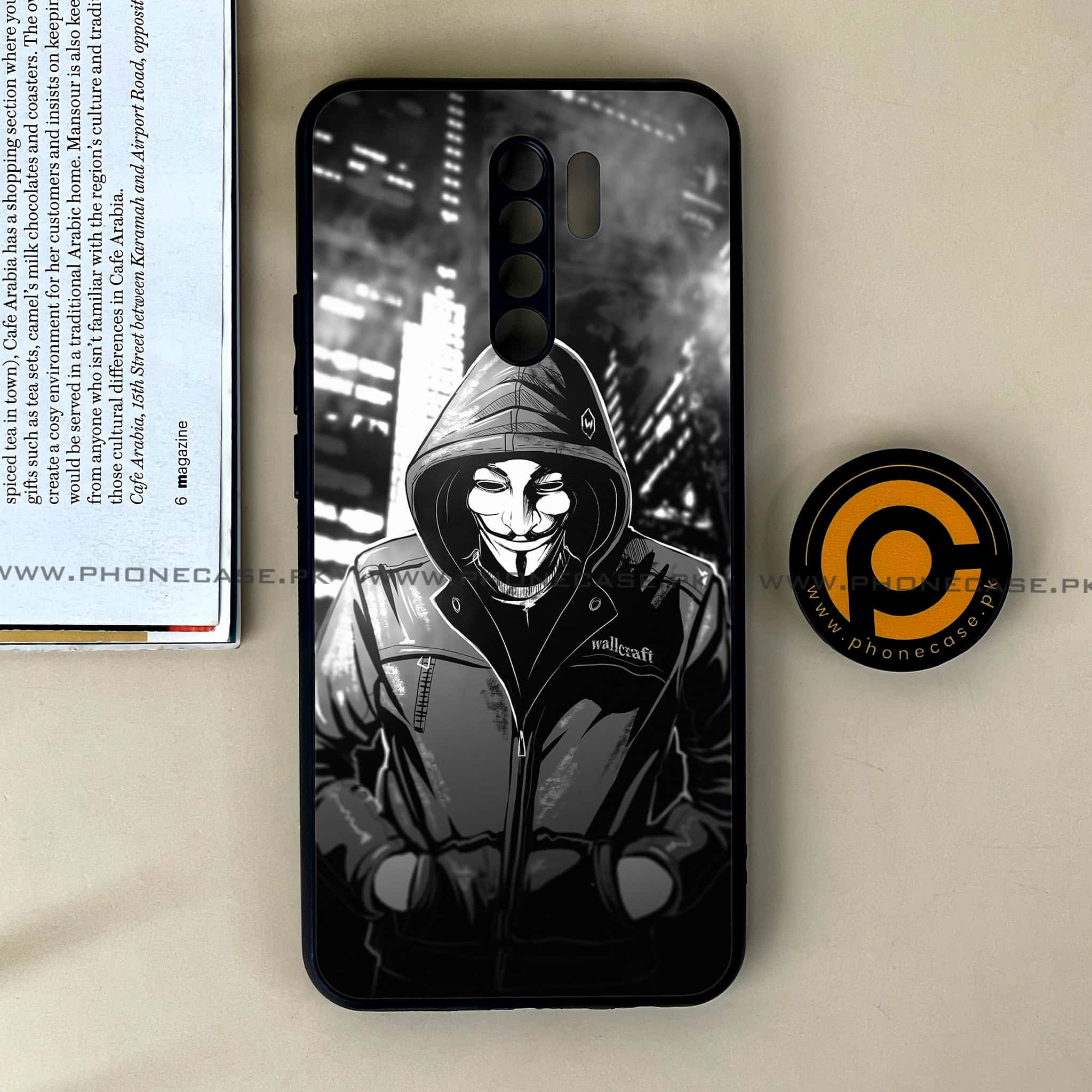 Xiaomi Redmi 9 - Anonymous 2.0 Series - Premium Printed Glass soft Bumper shock Proof Case