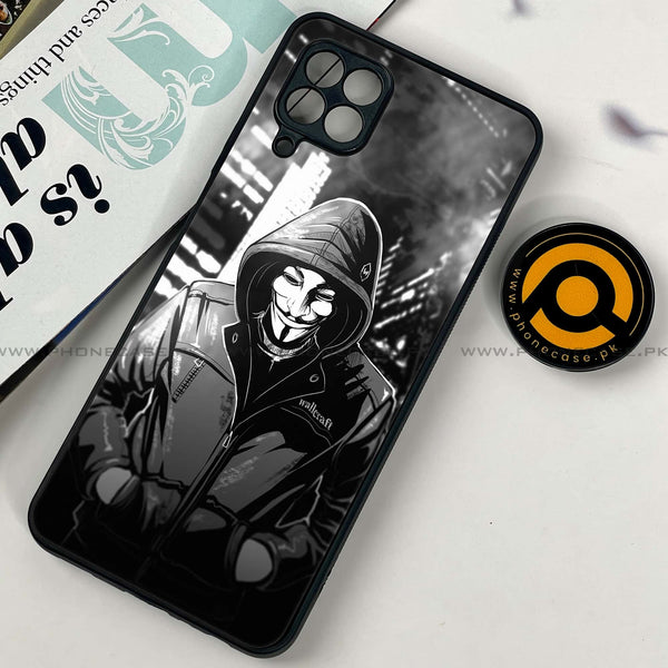 Samsung Galaxy A22 - Anonymous 2.0 Series - Premium Printed Glass soft Bumper shock Proof Case