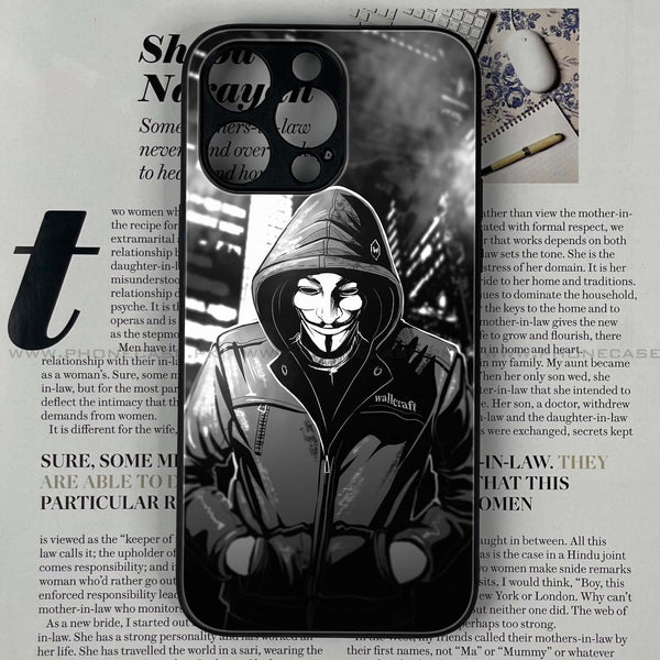 iPhone 14 Pro Max   - Anonymous 2.0 Design 1 - Premium Printed Glass soft Bumper shock Proof Case CS-9816